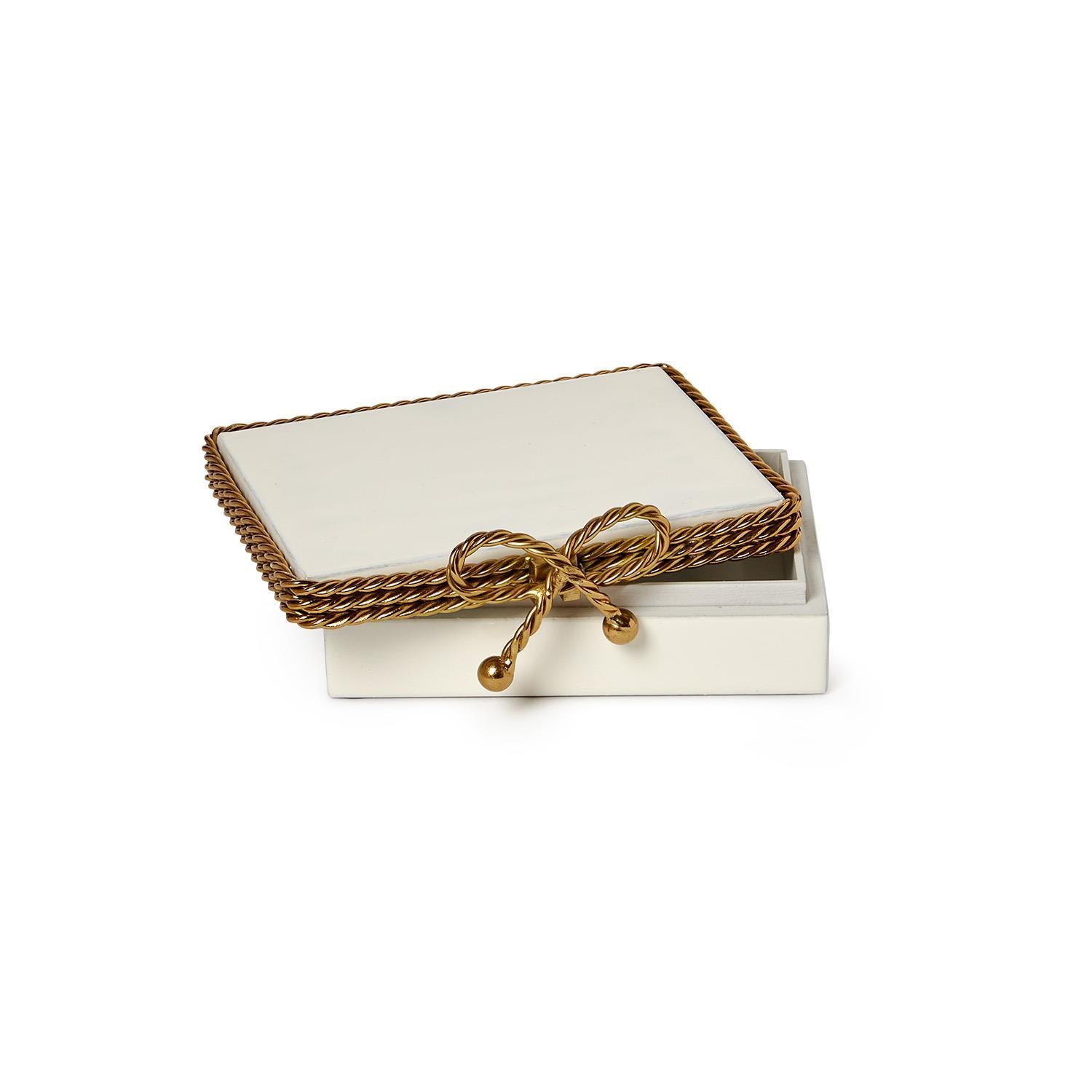 White Enamel Covered Box Set of 2