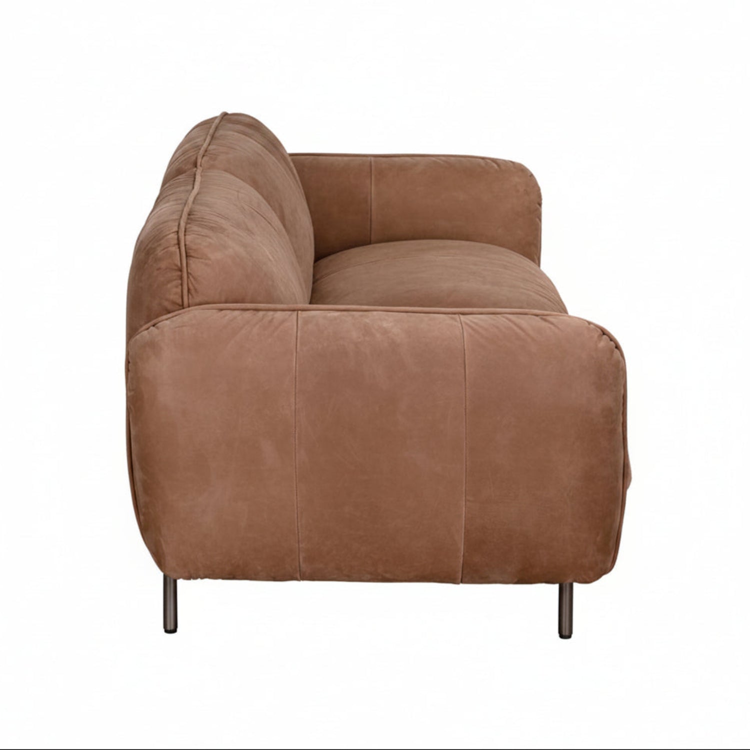 Noir Franklin Coris Brown Leather Sofa crafted from coris brown leather and metal