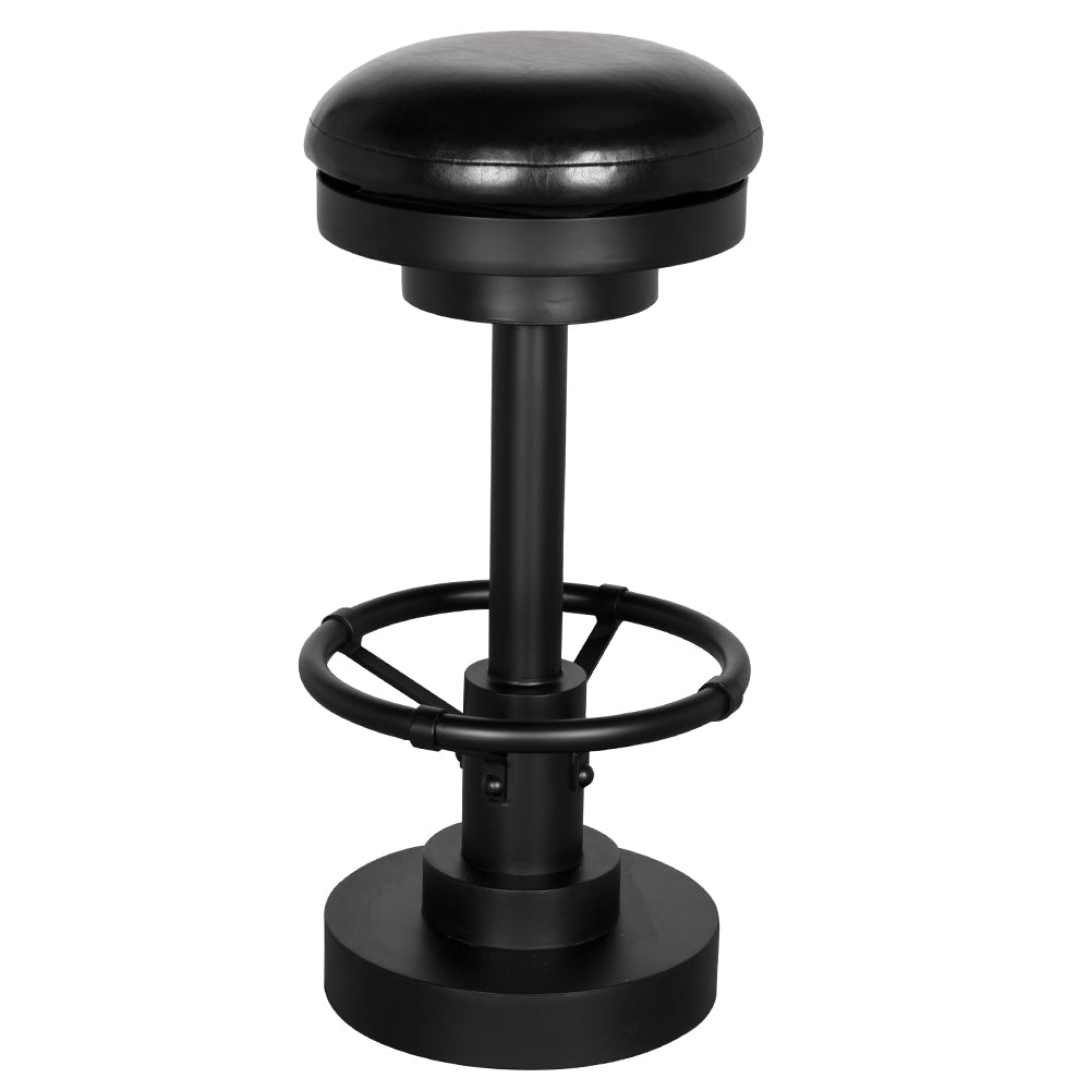 Noir Brisbane 30in Bar Stool, tubular matte black iron column