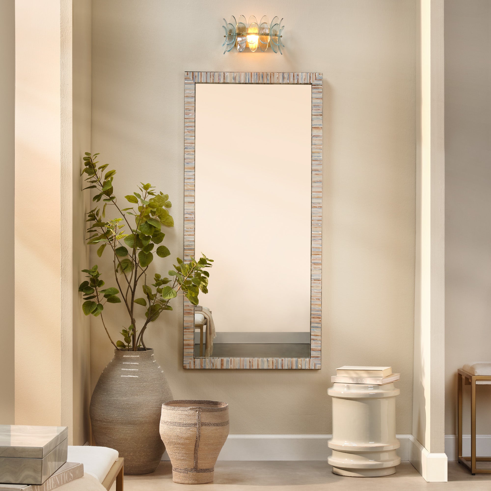 Jamie Young Heron Mother of Pearl Rectangle Floor Mirror