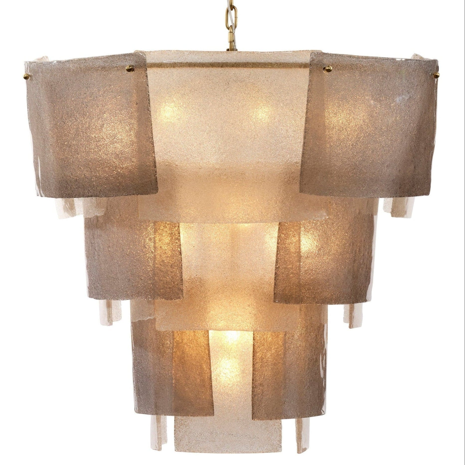 Jamie Young Aurora Clear and Smoke Seeded Glass 18-Light Large Chandelier