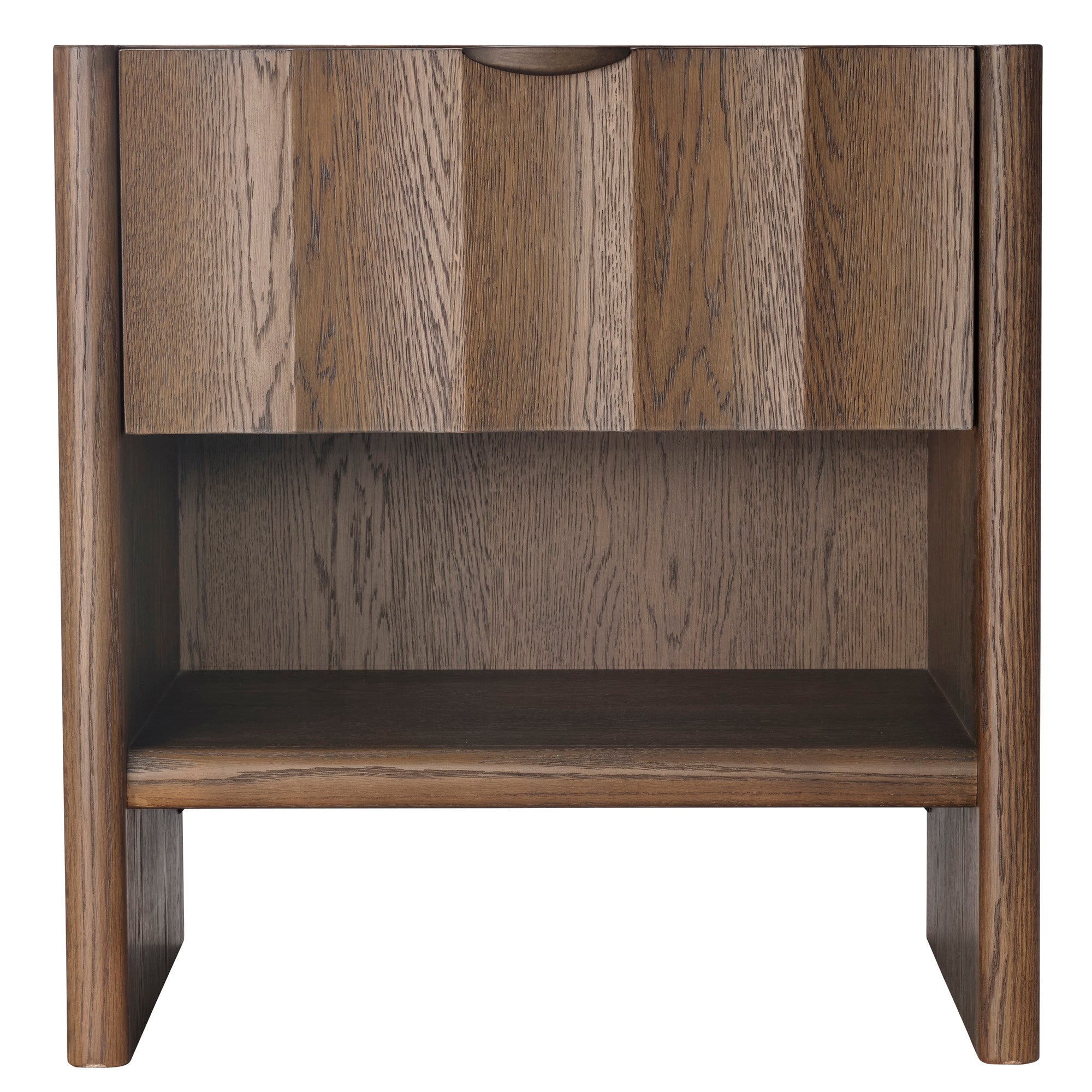 Jamie Young Finley Brown Sugar Oak Small Fluted Nightstand