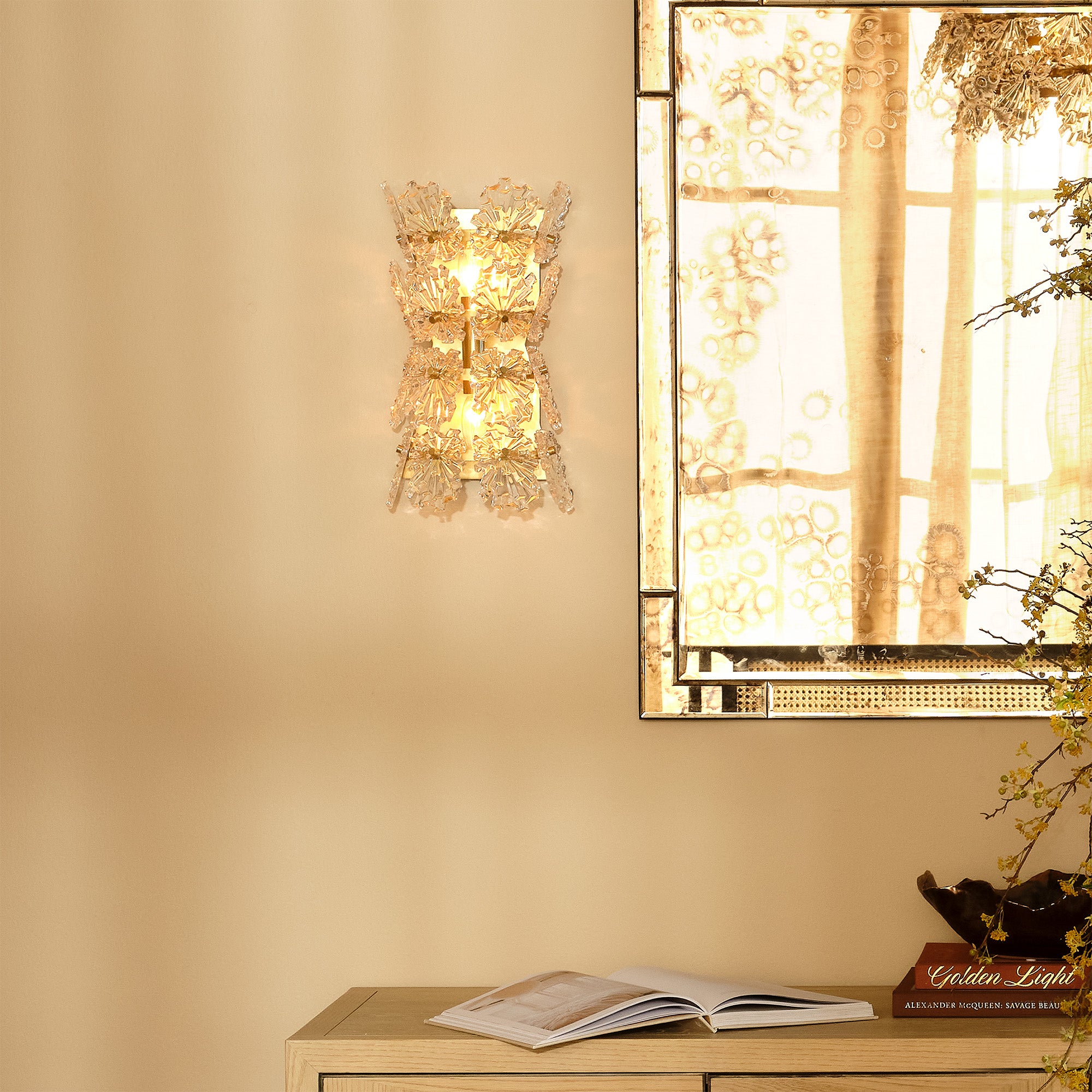 Jamie Young Orion Clear Molded Glass 2-Light Wall Sconce