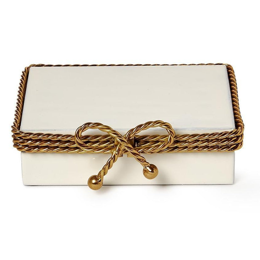 White Enamel Covered Box Set of 2