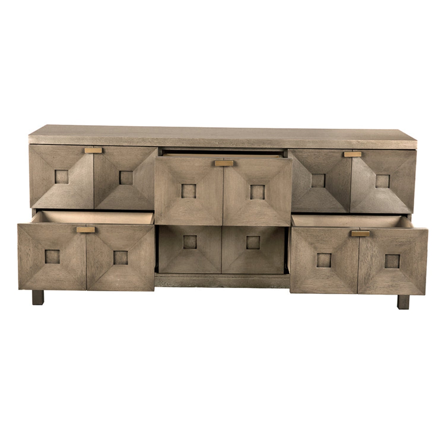 Noir Musashi Greige Walnut 6 Drawer at 72 in. W x 22 in. D x 33 in. H