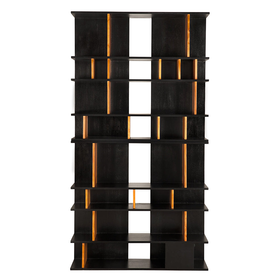 Noir R. Morton Bookcase, warm teak vertical dividers