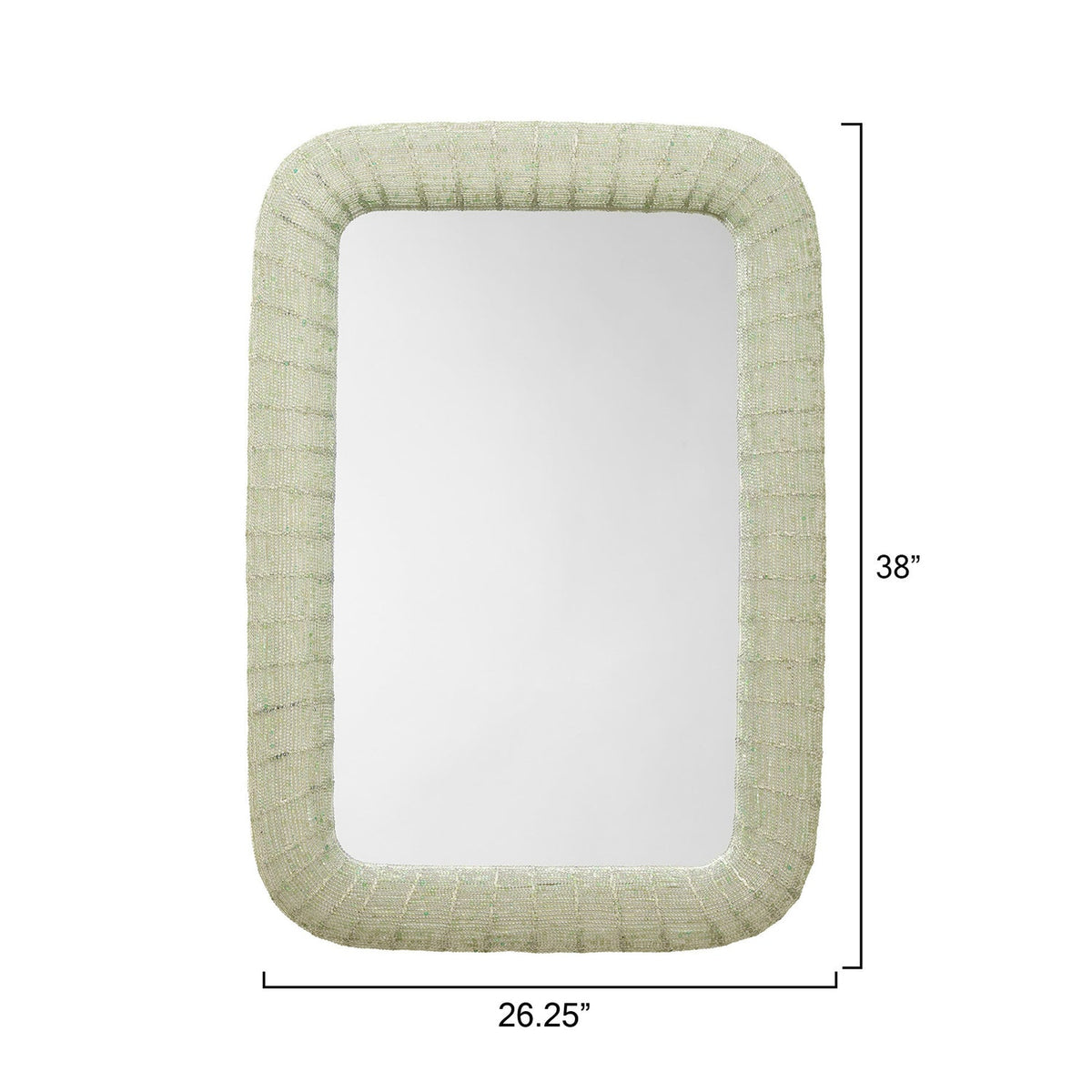 Jamie Young Confetti Green Extra Large Wall Mirror close-up of beaded frame texture