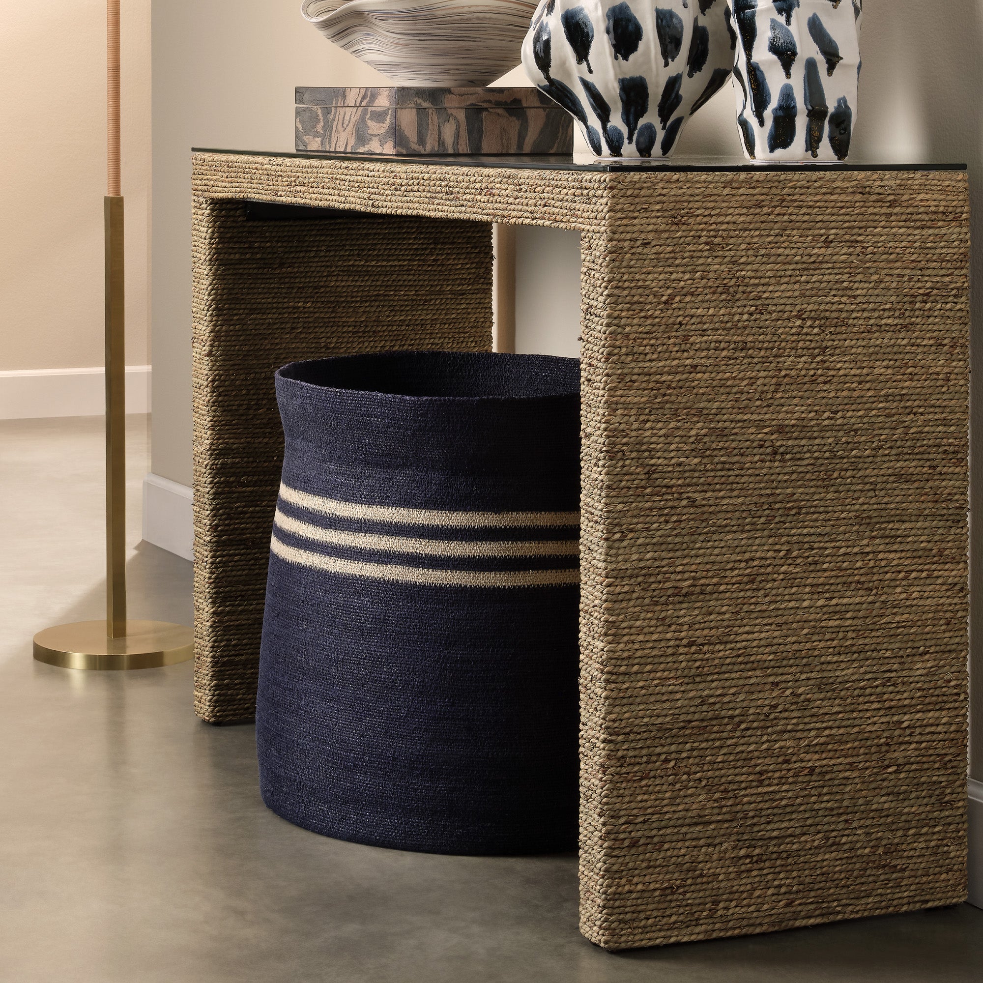 Jamie Young Camden Navy Seagrass Basket
