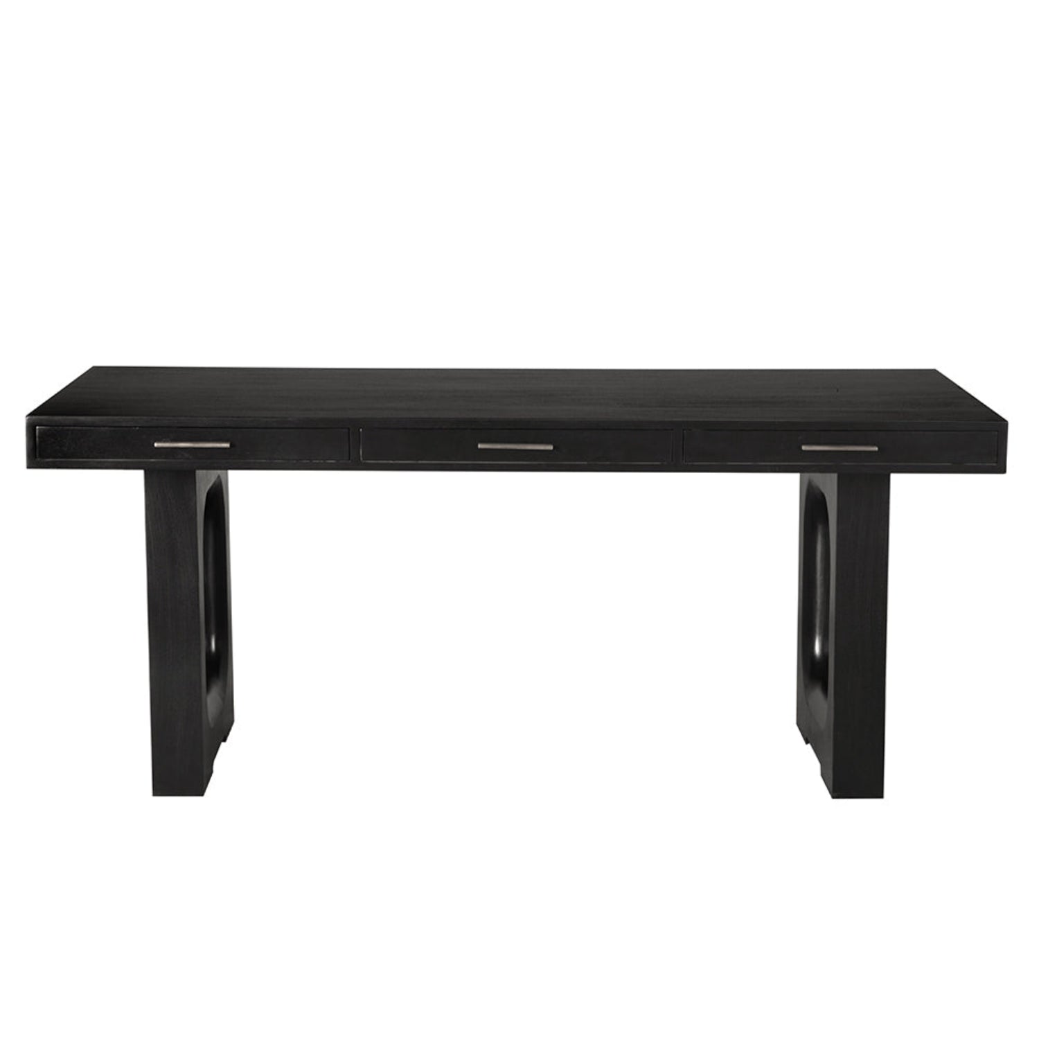 Kirk Desk in hand rubbed black mahogany, veneer, and brass hardware