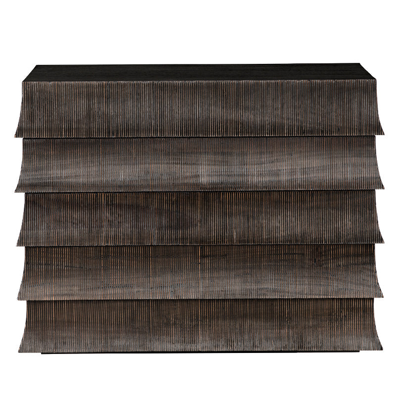 Noir Ava Dresser, brown ribbed mahogany surface