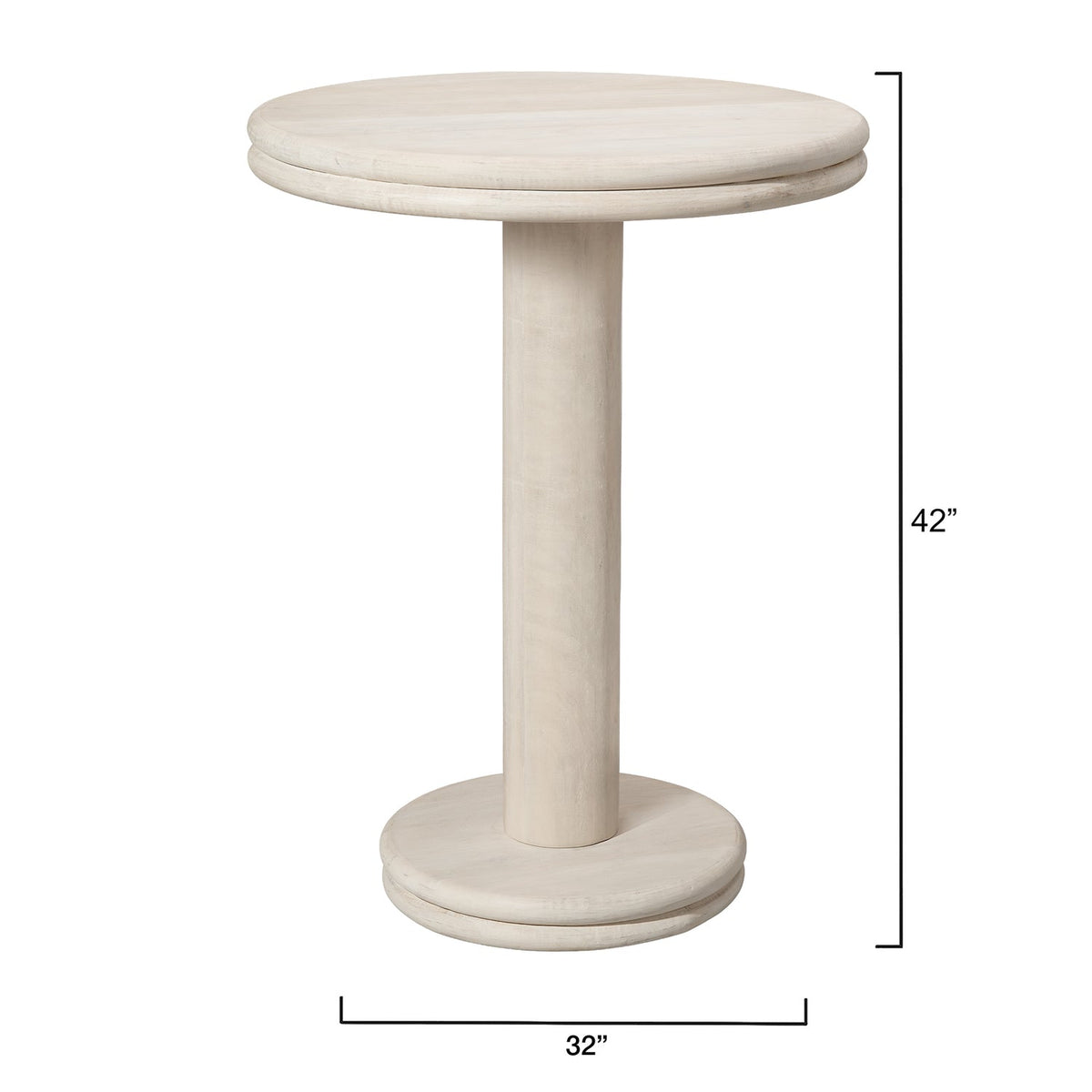 Jamie Young Bourbon Off-White Mango Wood Bar Table in Off-White Mango Wood, side profile view