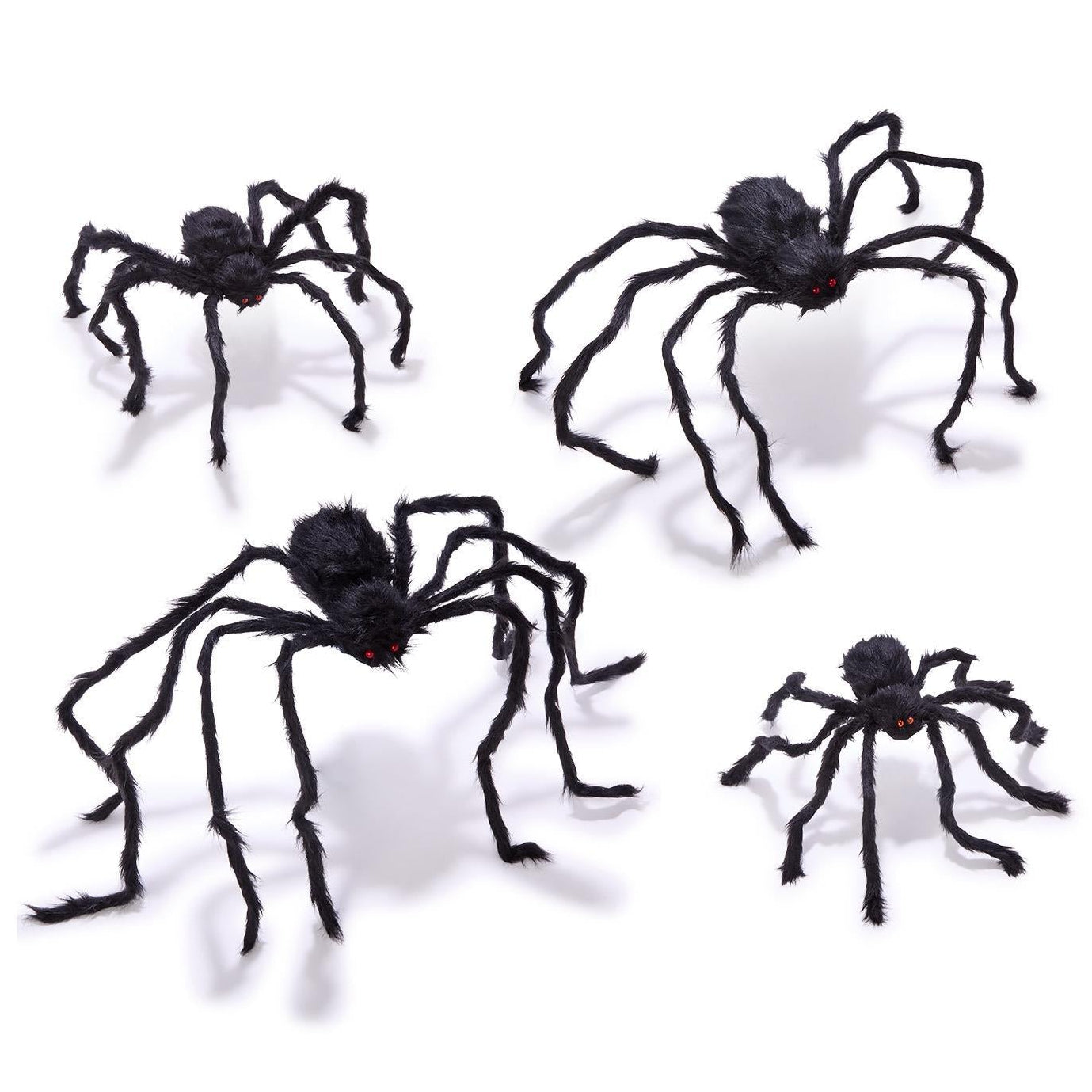 Furry Tarantula Large Decorative Spider with Bendable Legs Set of 4