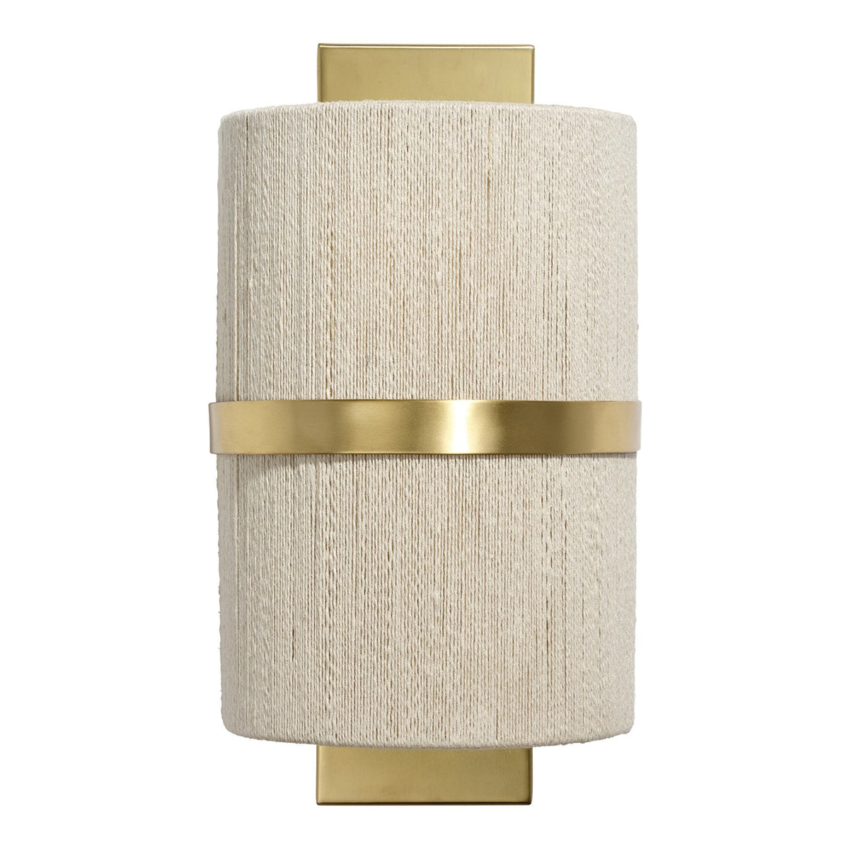 Jamie Young Carousel Off-White 1-Light Wall Sconce in Cream Jute, full front view