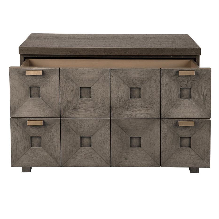 Noir Musashi Greige Walnut Large 2 Drawer Chest, artisanal surface treatment
