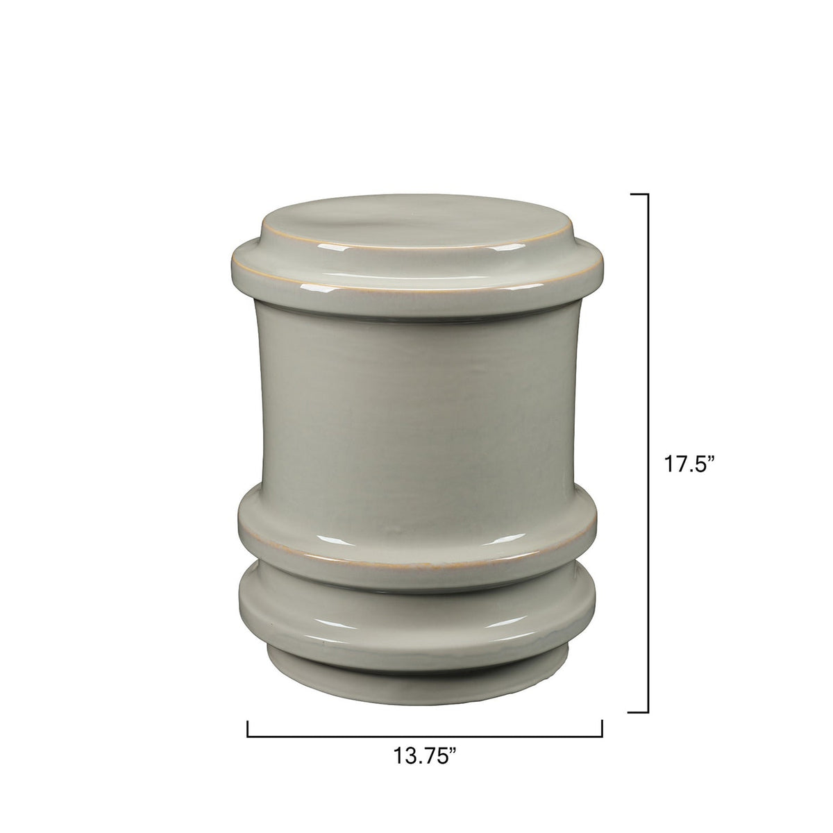 Jamie Young Reglet White Ceramic Stool in White Ceramic, side profile view