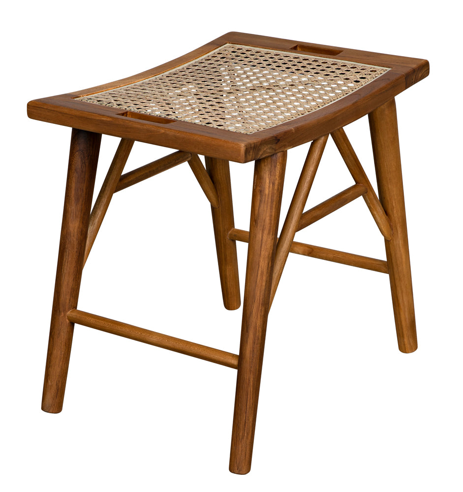 Noir Murphy Stool, crafted from teak and caning