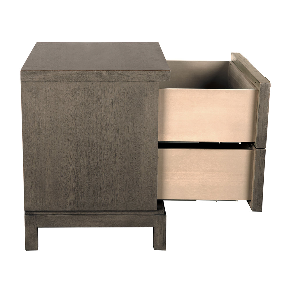 Noir Musashi Greige Walnut Small 2 Drawer Chest, modern bedroom storage