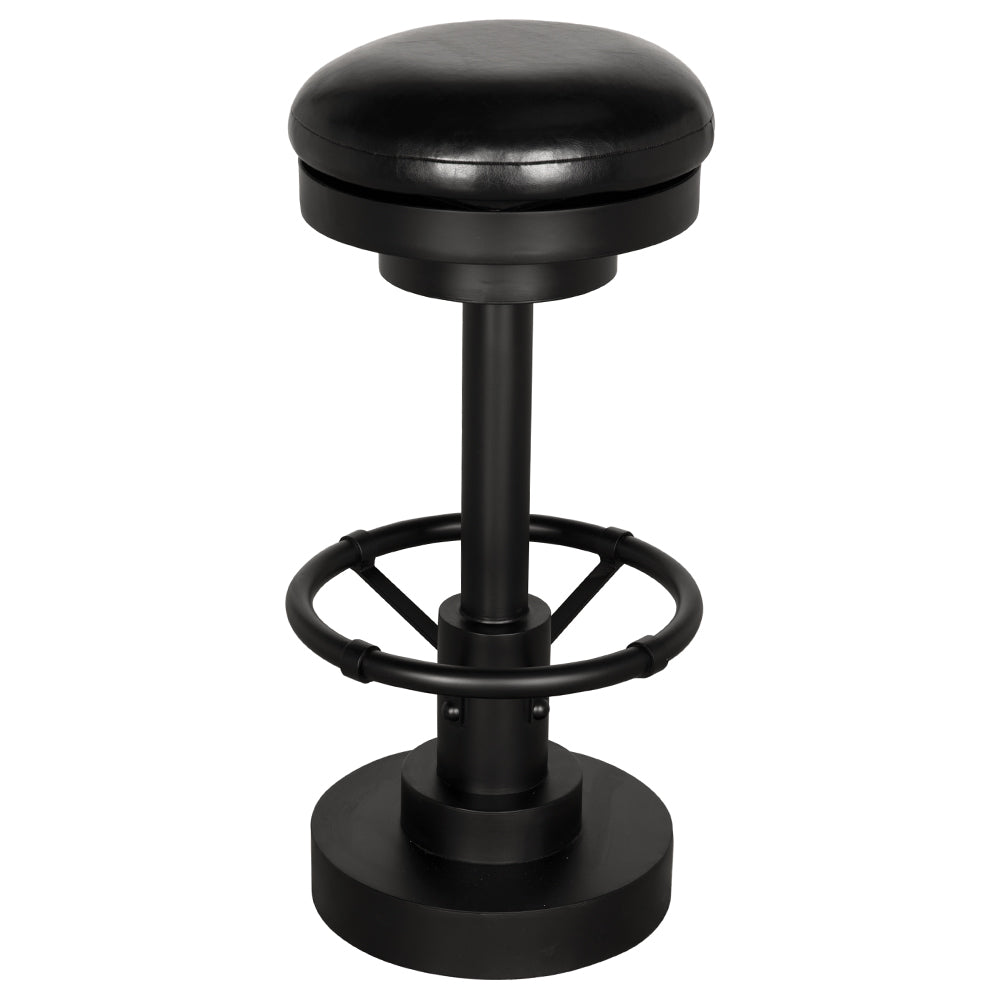 Noir Brisbane 30in Bar Stool, cushioned dome seat in midnight vegan leather