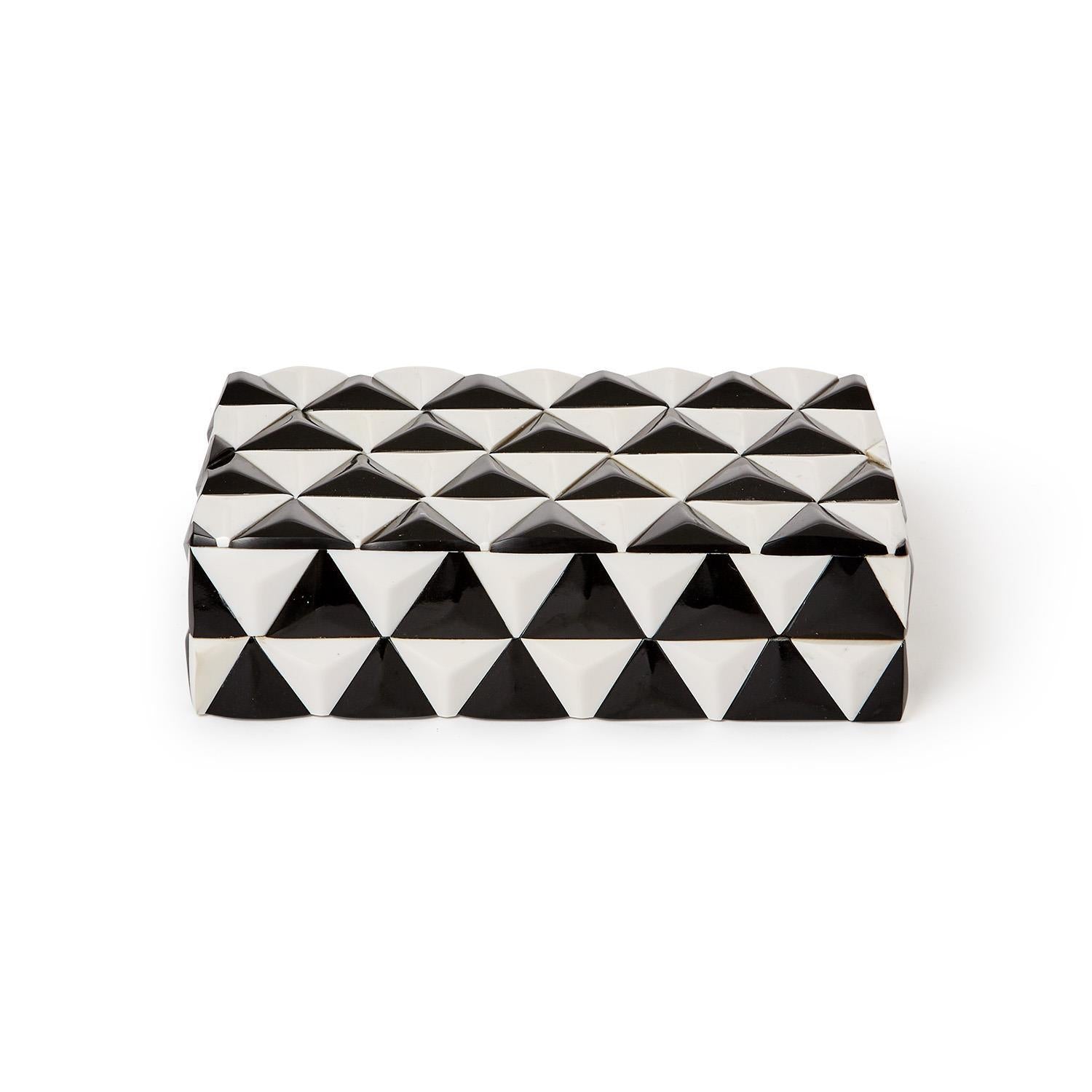 Black/White Pyramid Covered Box Set of 2