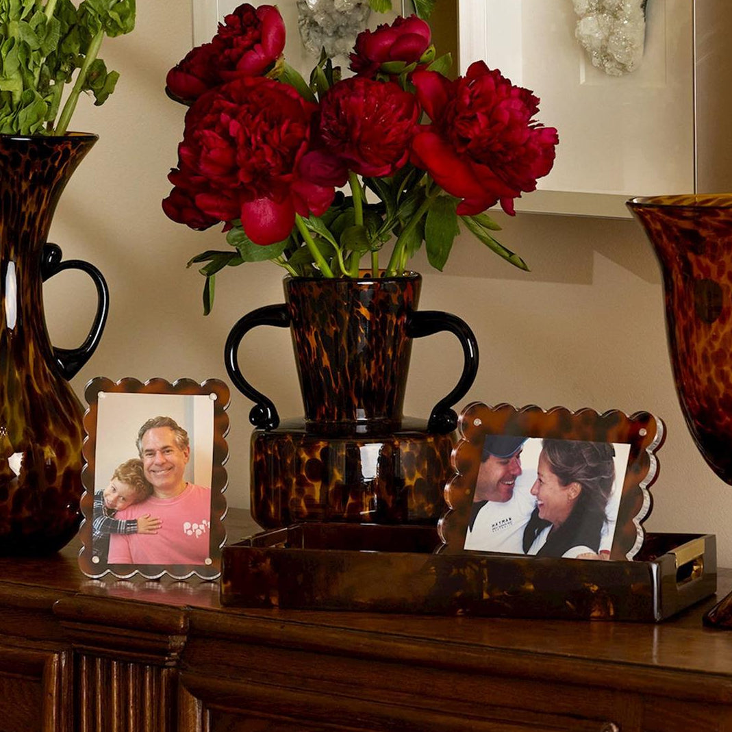 Tortoise Print Scalloped Edge Acrylic Photo Frame Set of 2
