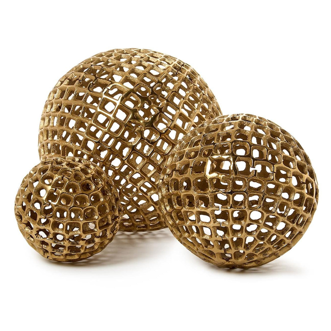 Decorative Gold Metal Sphere Set of 3