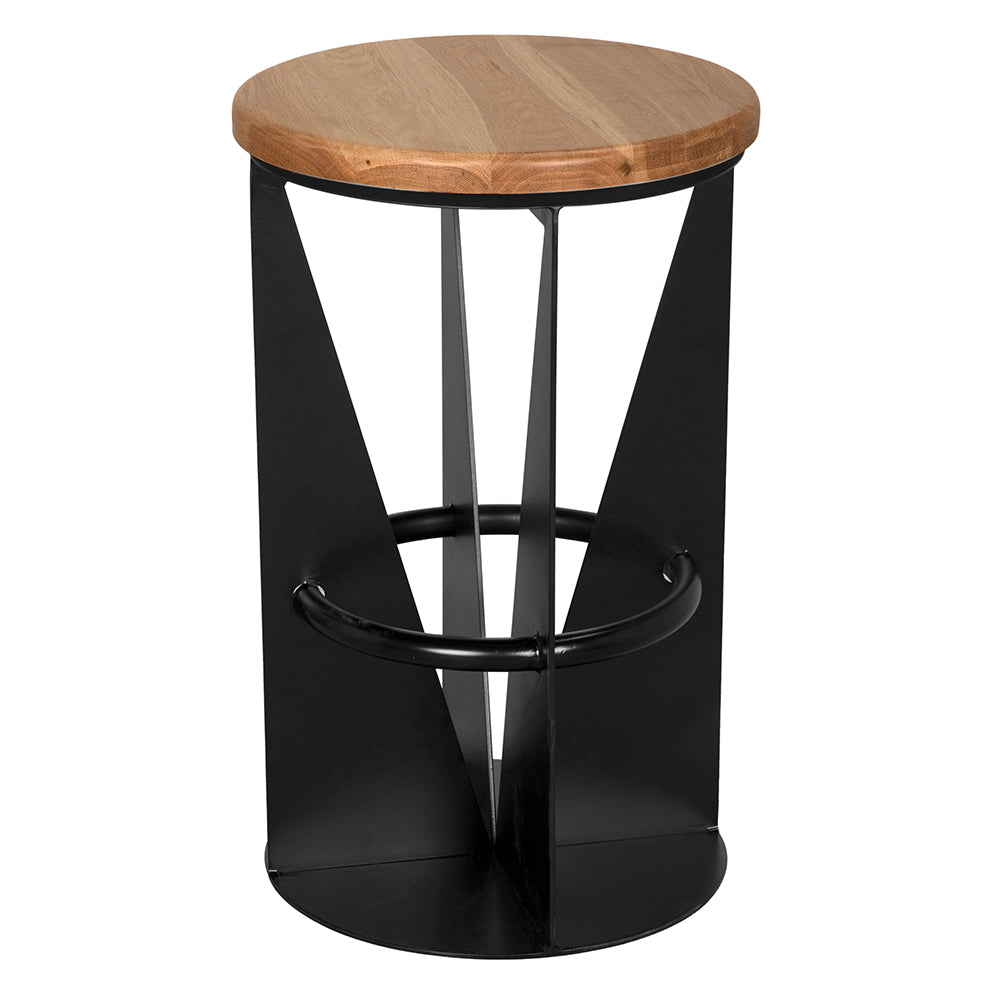 Noir Nagoya Counter Stool, round white oak seat