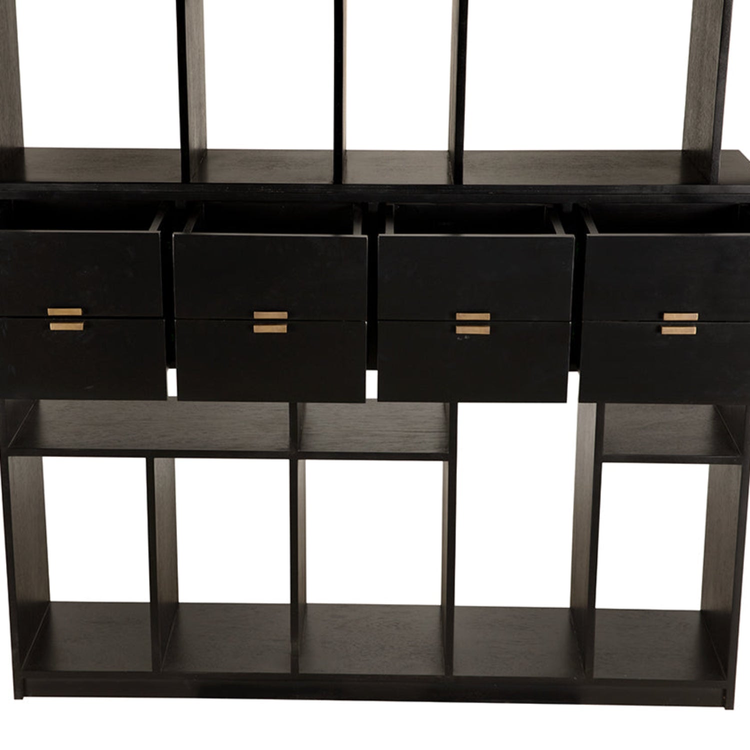 Noir Grobius Hand Rubbed Black Bookcase at 61 in. W x 14 in. D x 88 in. H