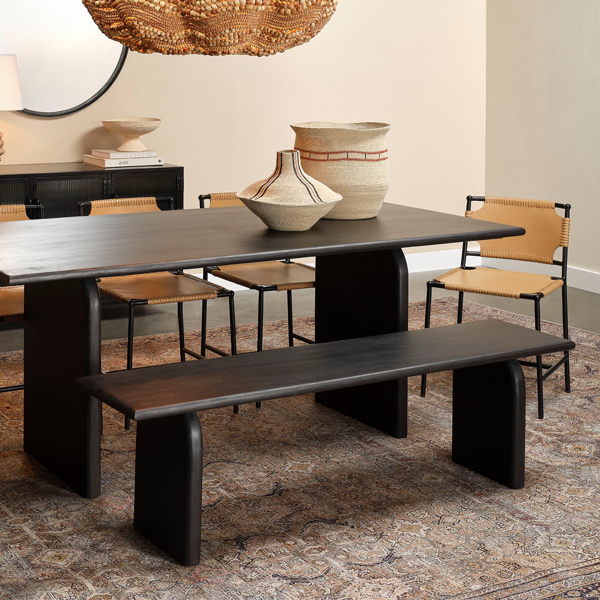 Jamie Young Arc Mango Black Wood Bench