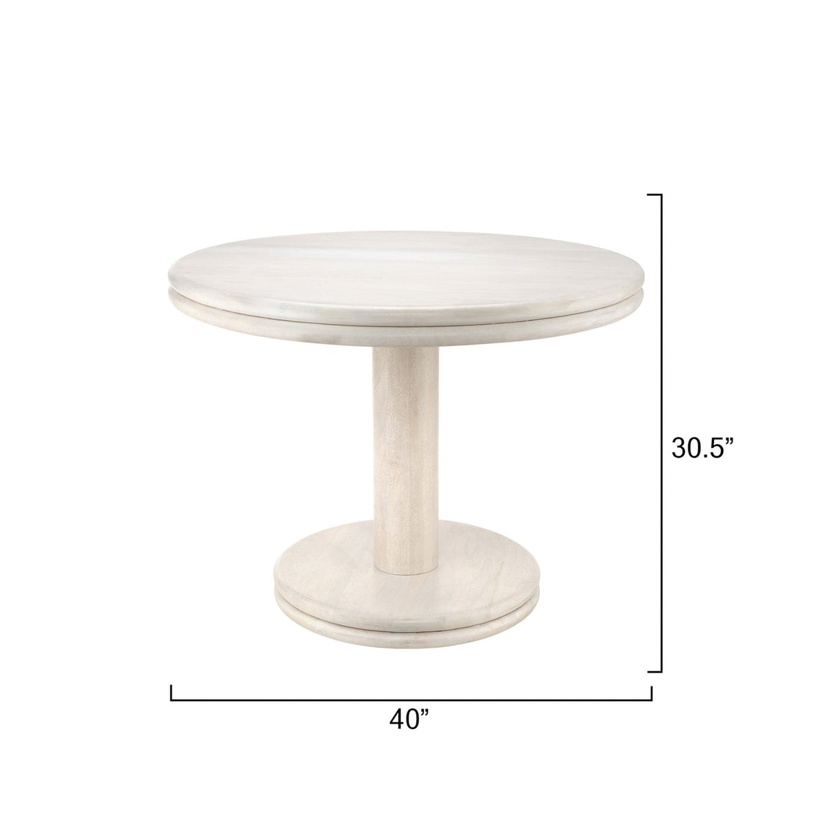 Jamie Young Bourbon Off-White Mango Wood Bistro Table in Off-White Mango Wood, side profile view
