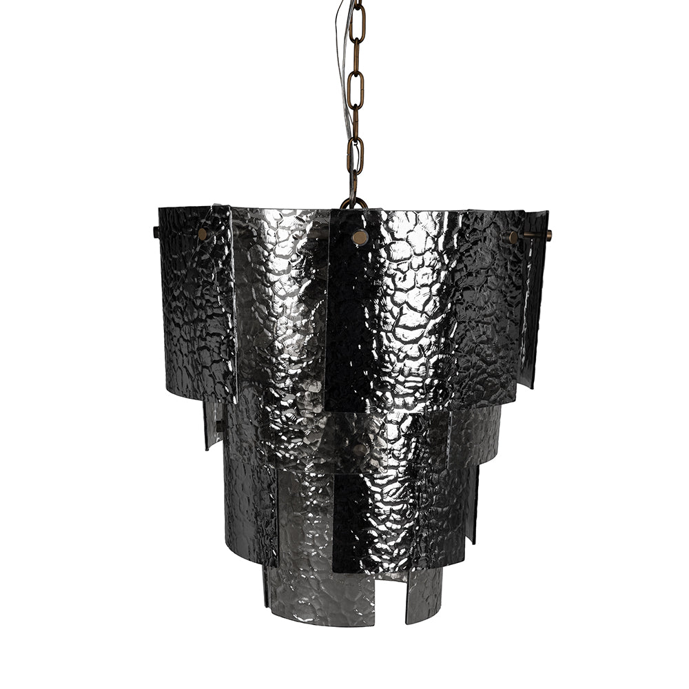 Noir Cornelius Small Chandelier crafted from iron and smoke grey glass