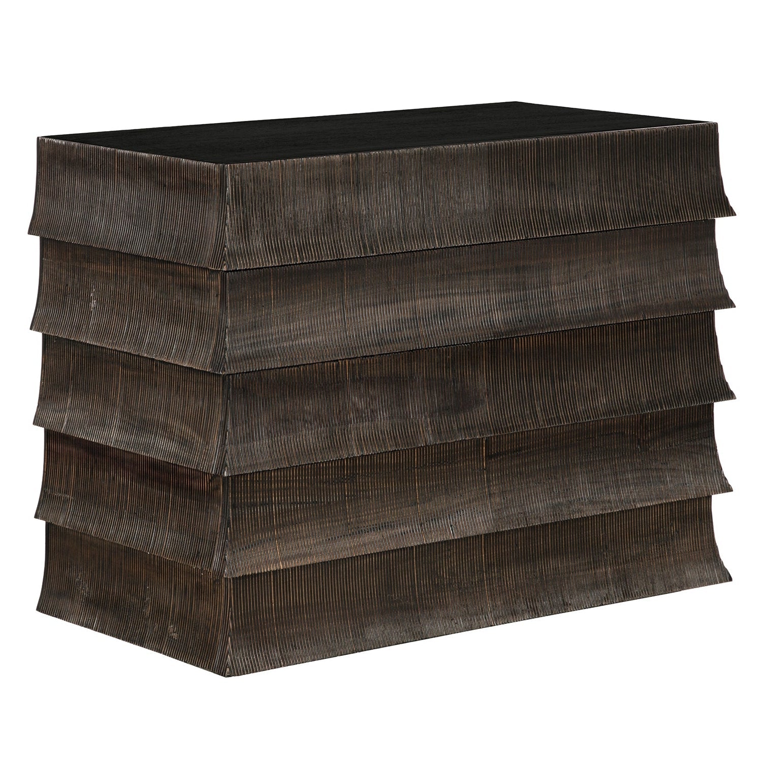 Noir Ava Dresser, tiered flared drawer fronts echoing tile roofs