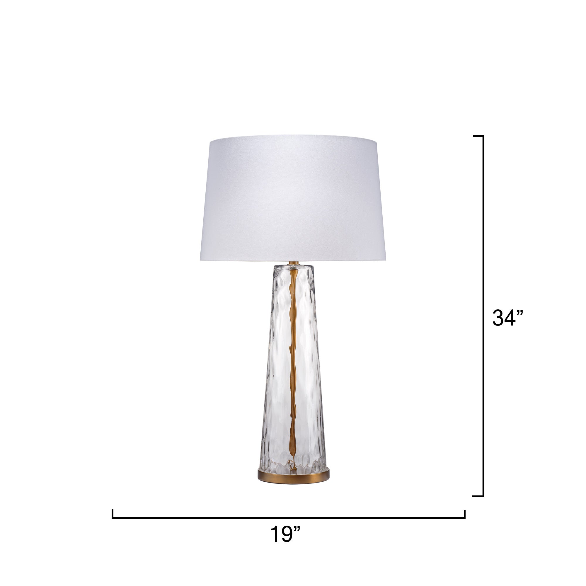 Jamie Young Milan Hammered Clear Glass Table Lamp with Linen Shade