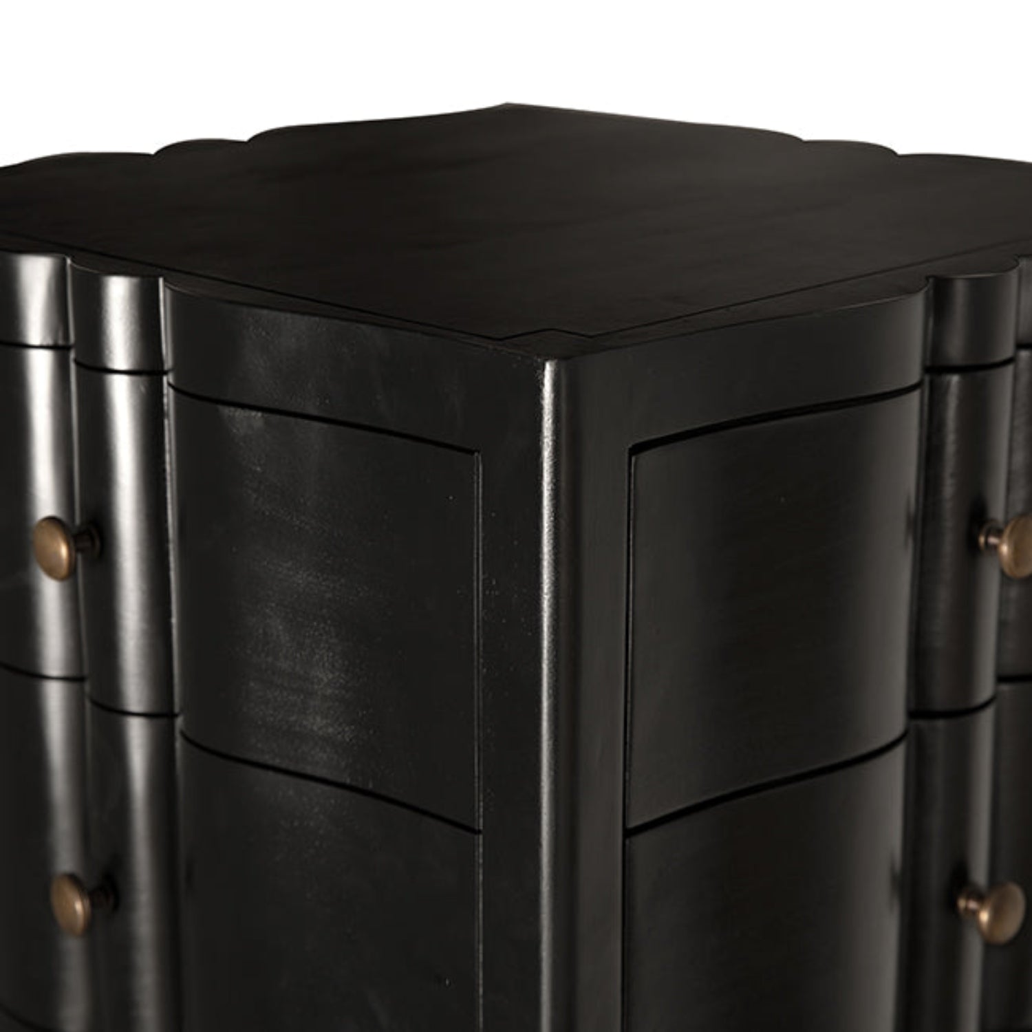 Noir Monolith Four Sided Tower Chest, a hand rubbed black chest