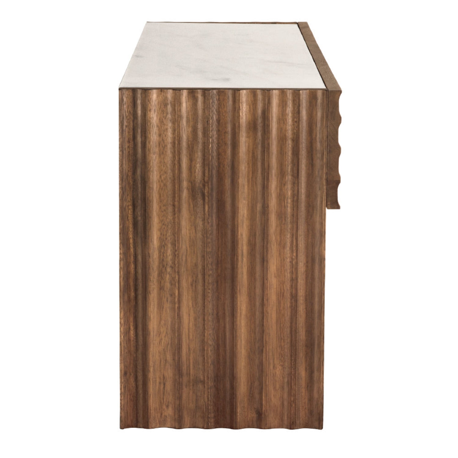 Dark Walnut and White Stone Wolf Dark Walnut Console with White Marble Top by Noir