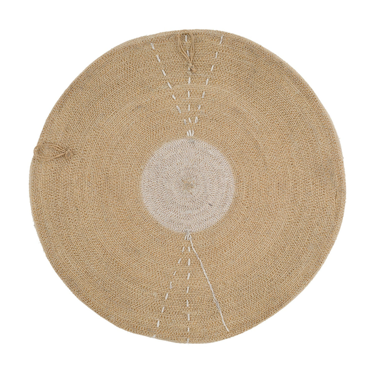 Jamie Young Sundial White Wall Art in White Seagrass, side profile view