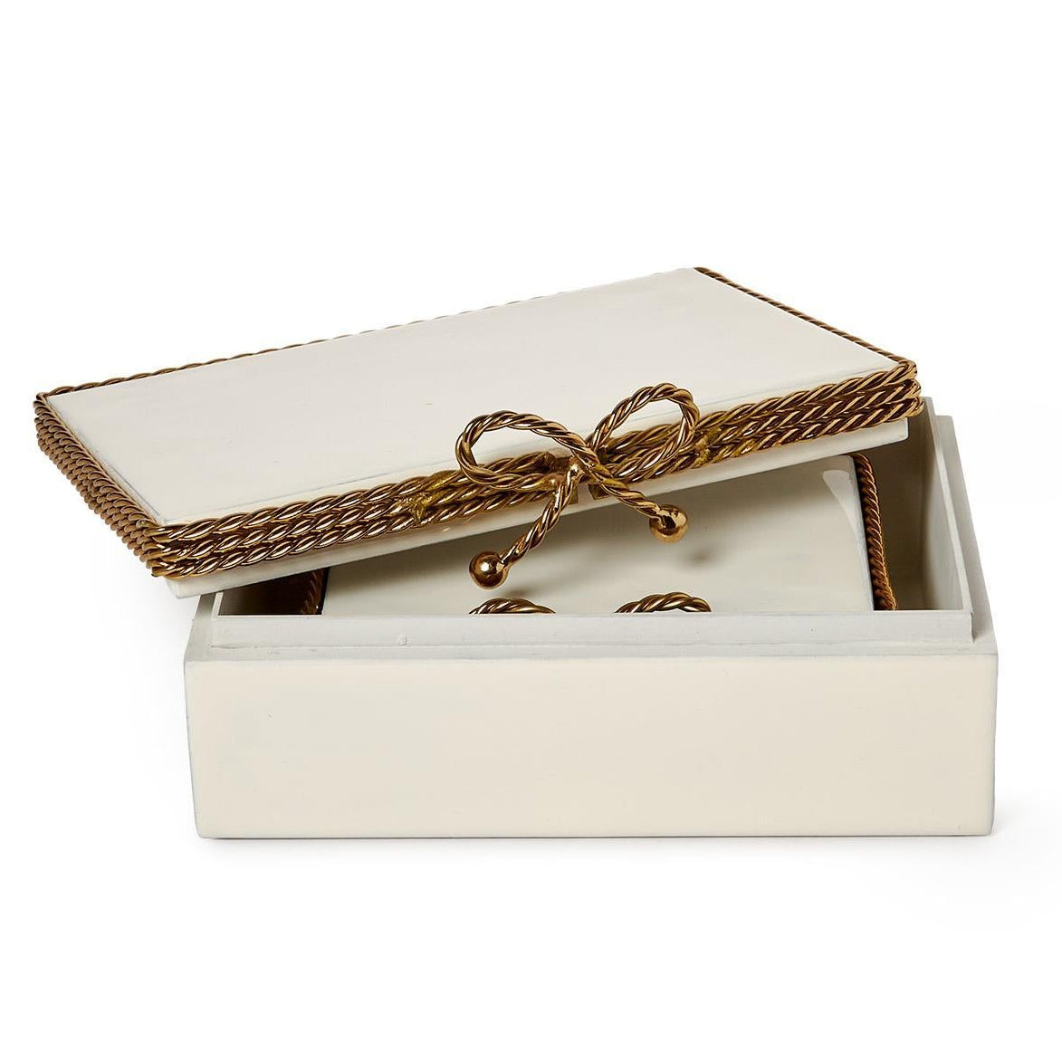 White Enamel Covered Box Set of 2