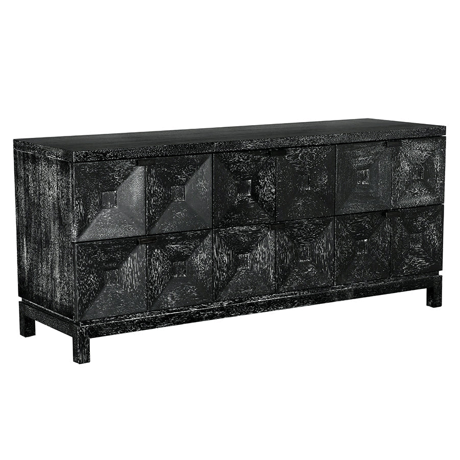 Noir Musashi Black Walnut 6 Drawer, faceted six-drawer front
