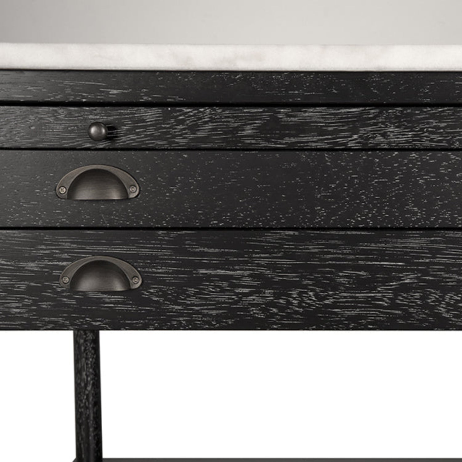 Noir Artemio Side Table with Marble Top with a pull-out writing tray