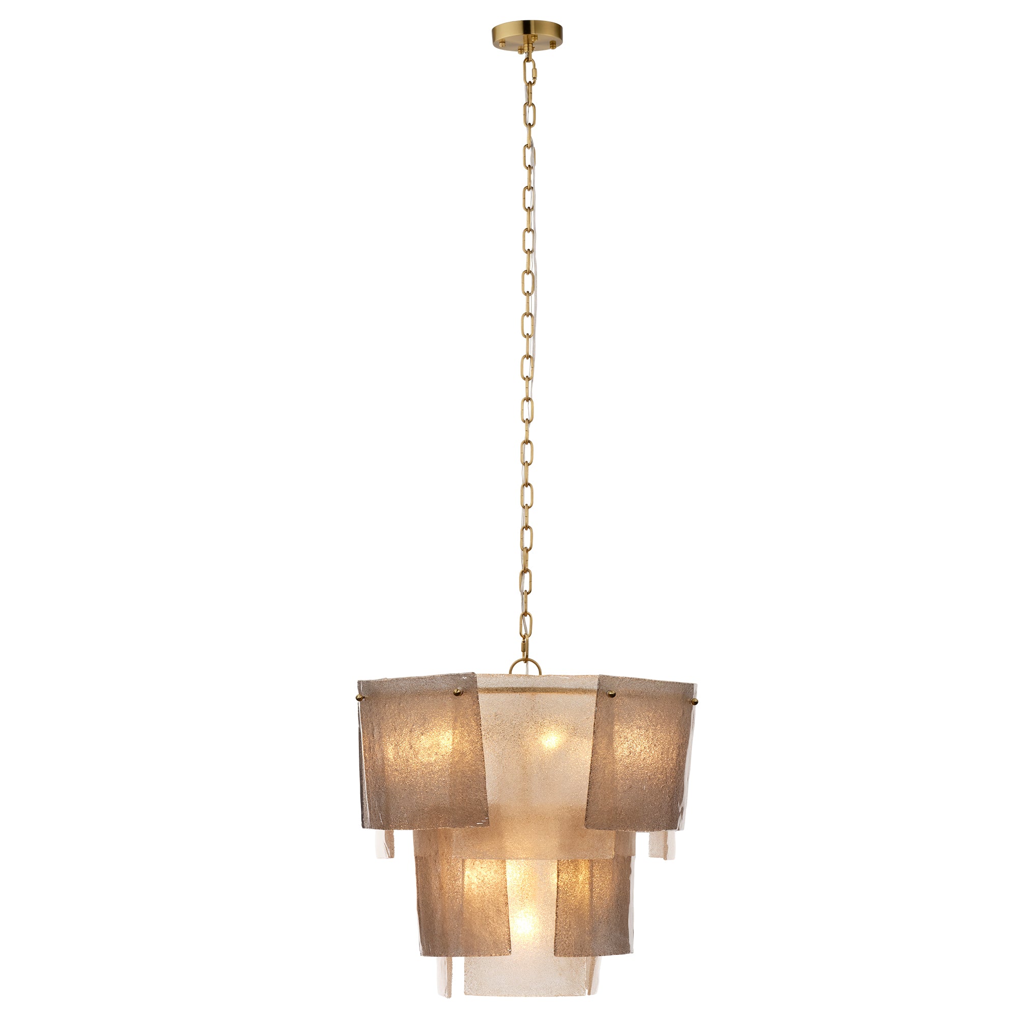 Jamie Young Aurora Clear and Smoke Seeded Glass 10-Light Small Chandelier