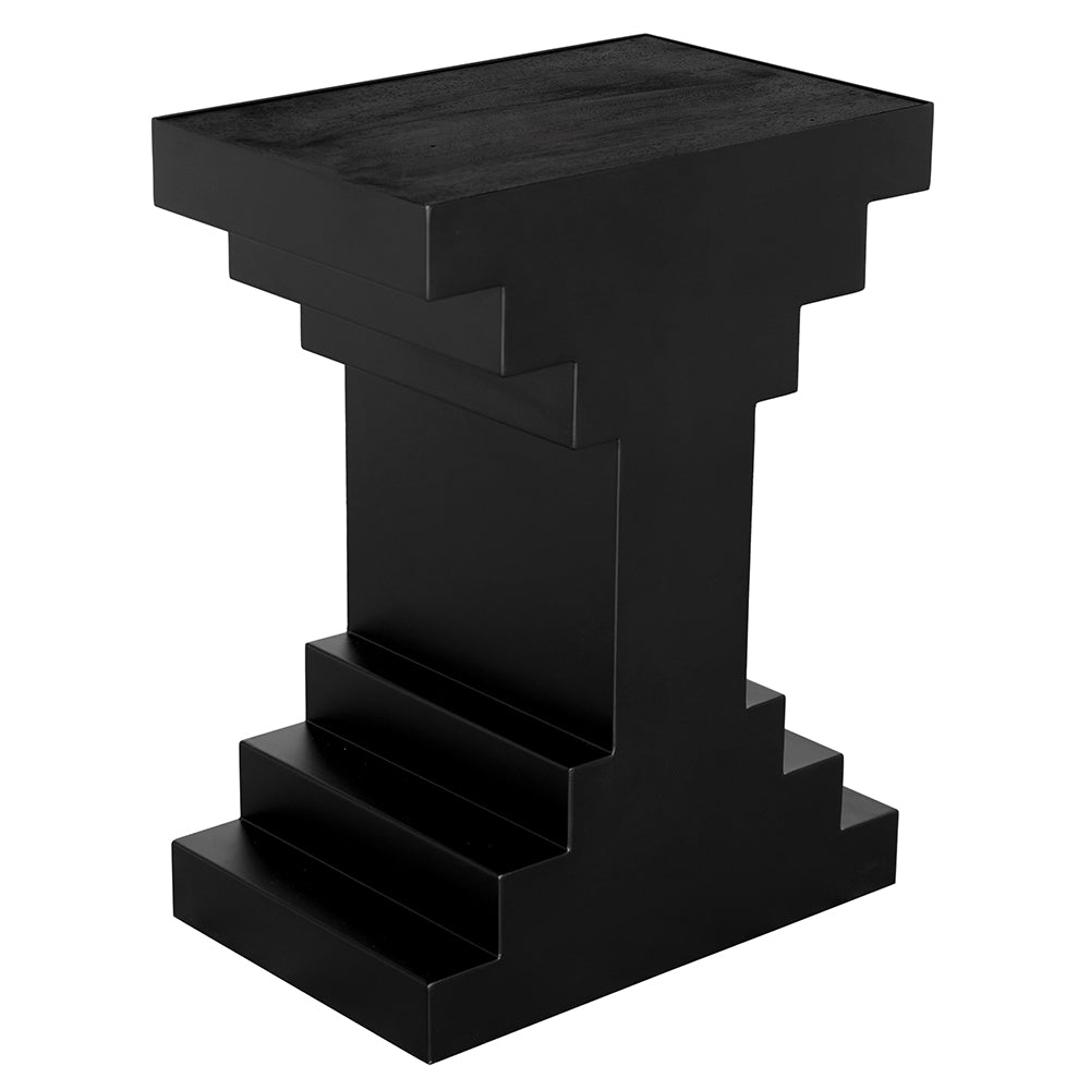 Noir Melbourne Side Table, stepped architectural silhouette