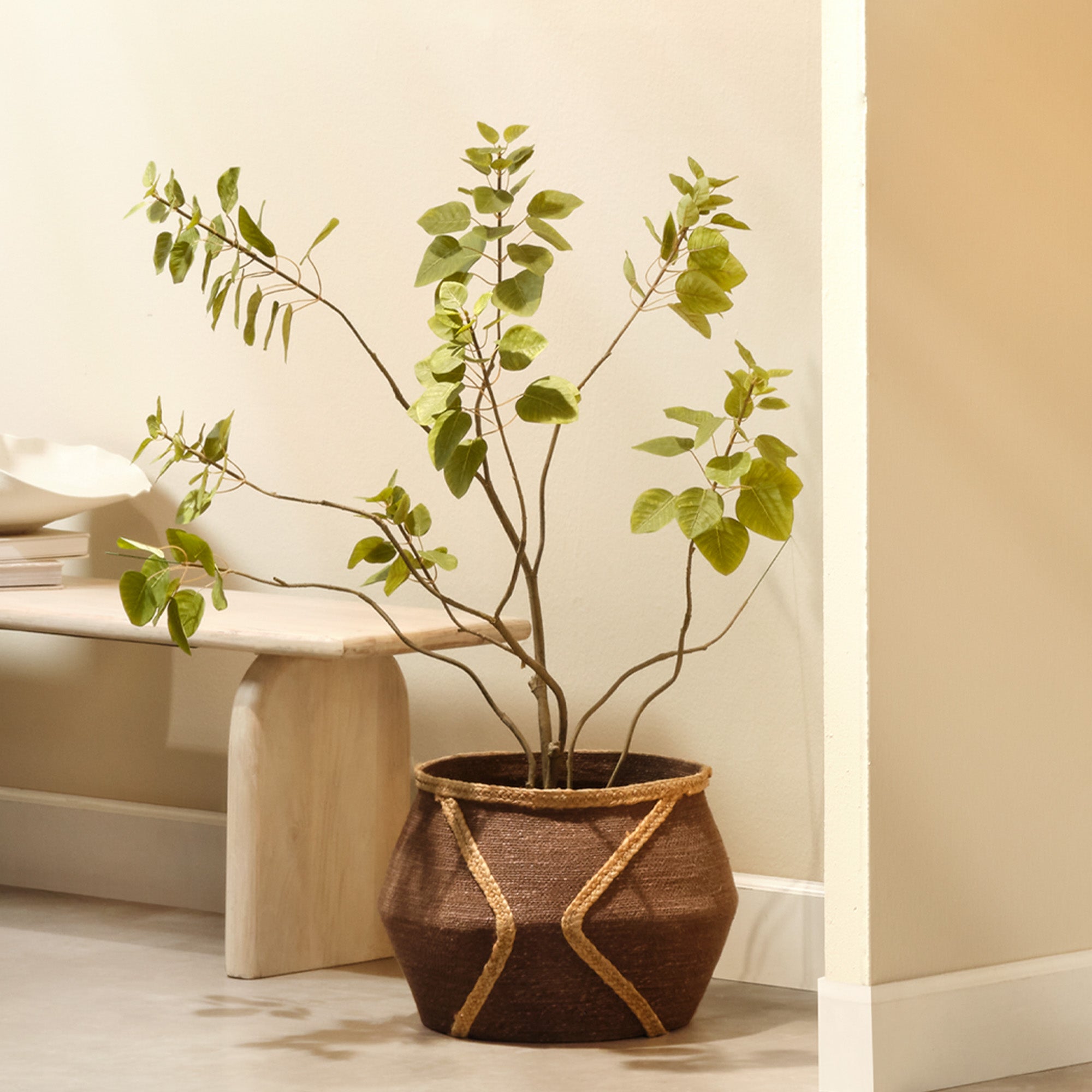 Jamie Young Python Brown Seagrass Basket