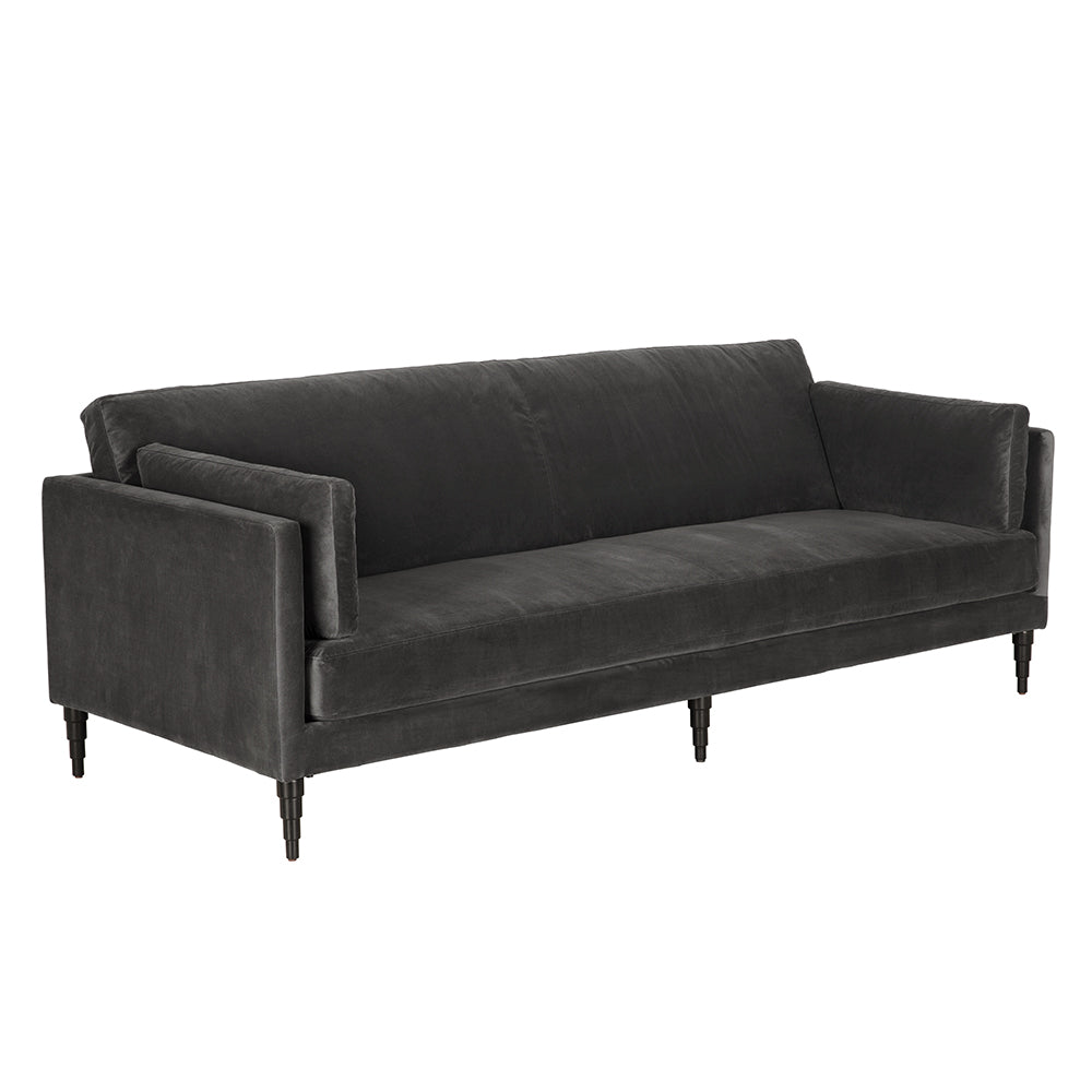 Noir Andalusia Sofa with Velvet, charcoal velvet upholstery