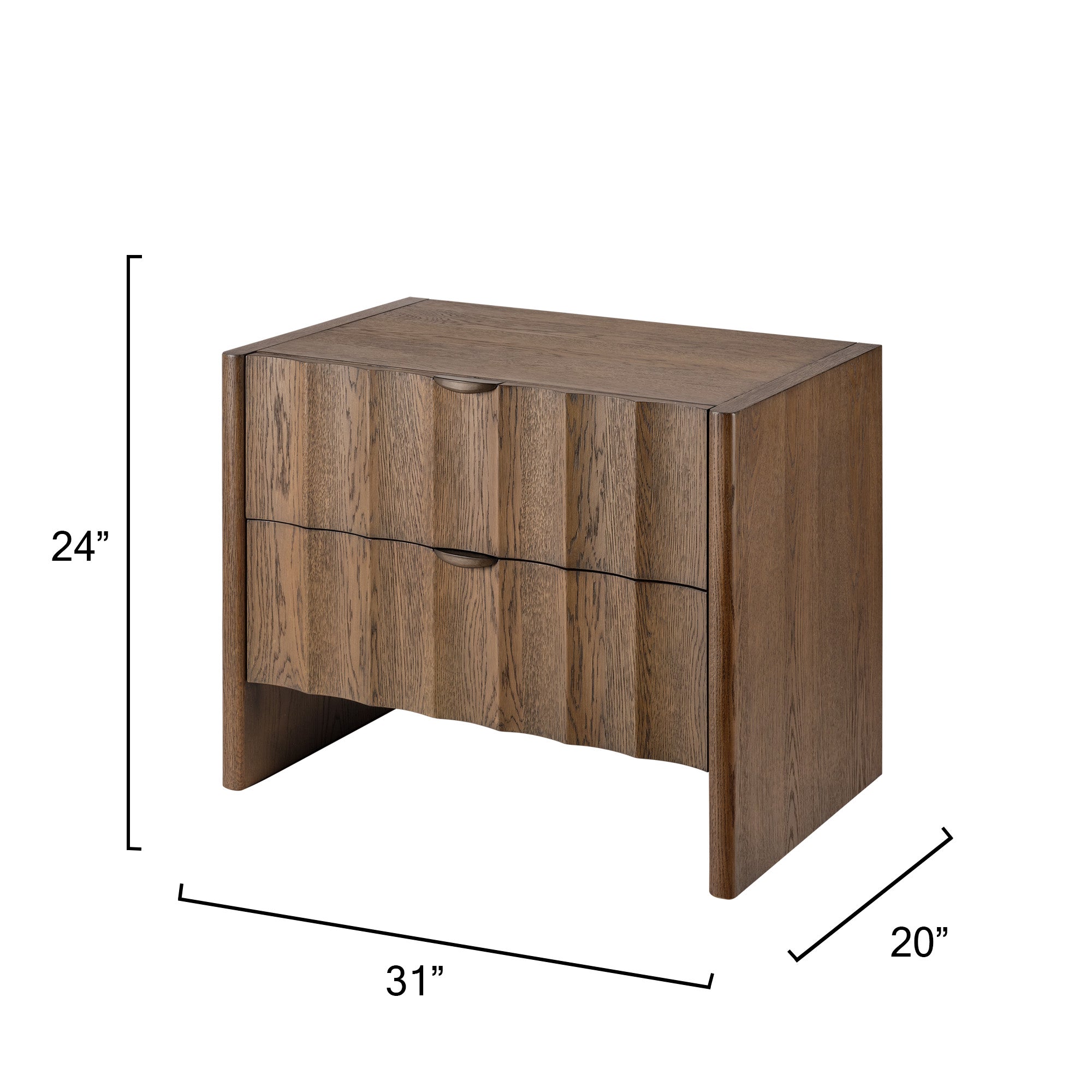 Jamie Young Finley Brown Sugar Oak Large Fluted Nightstand