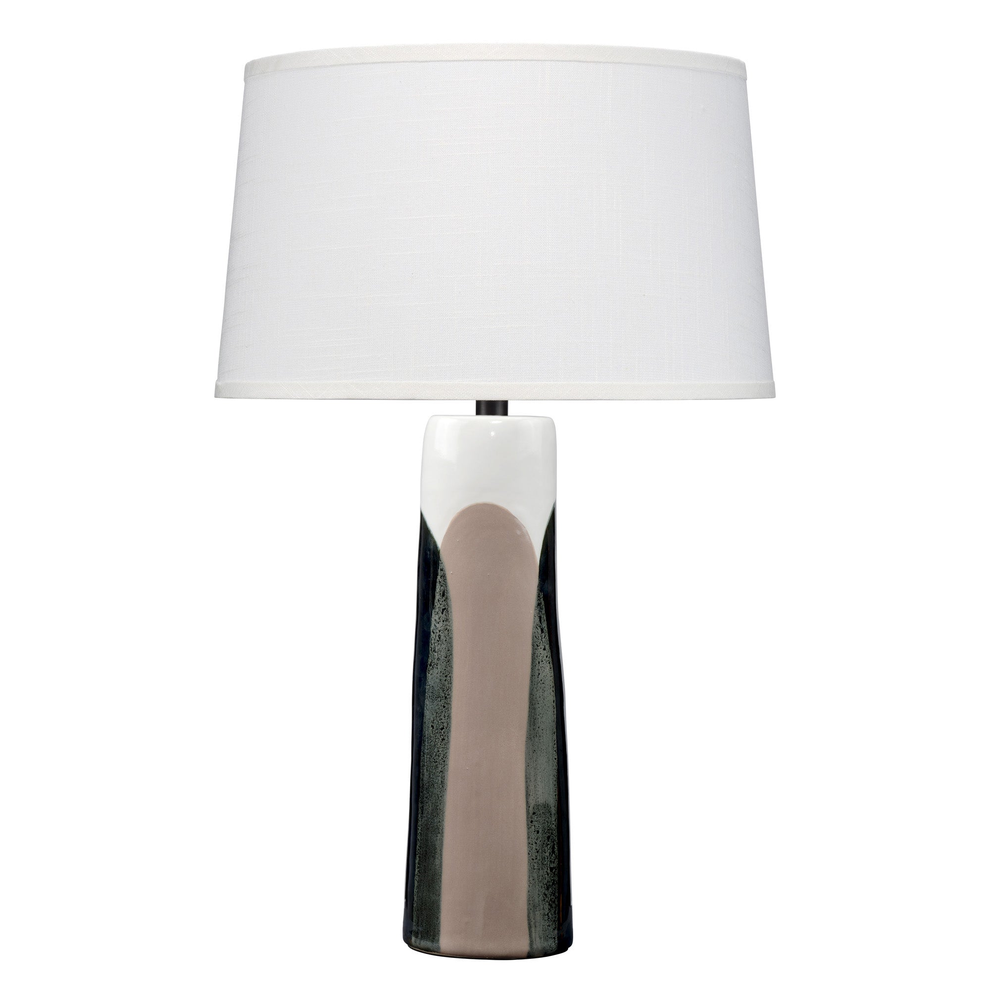 Jamie Young Yukon Ceramic Black and Taupe Table Lamp with Linen Shade