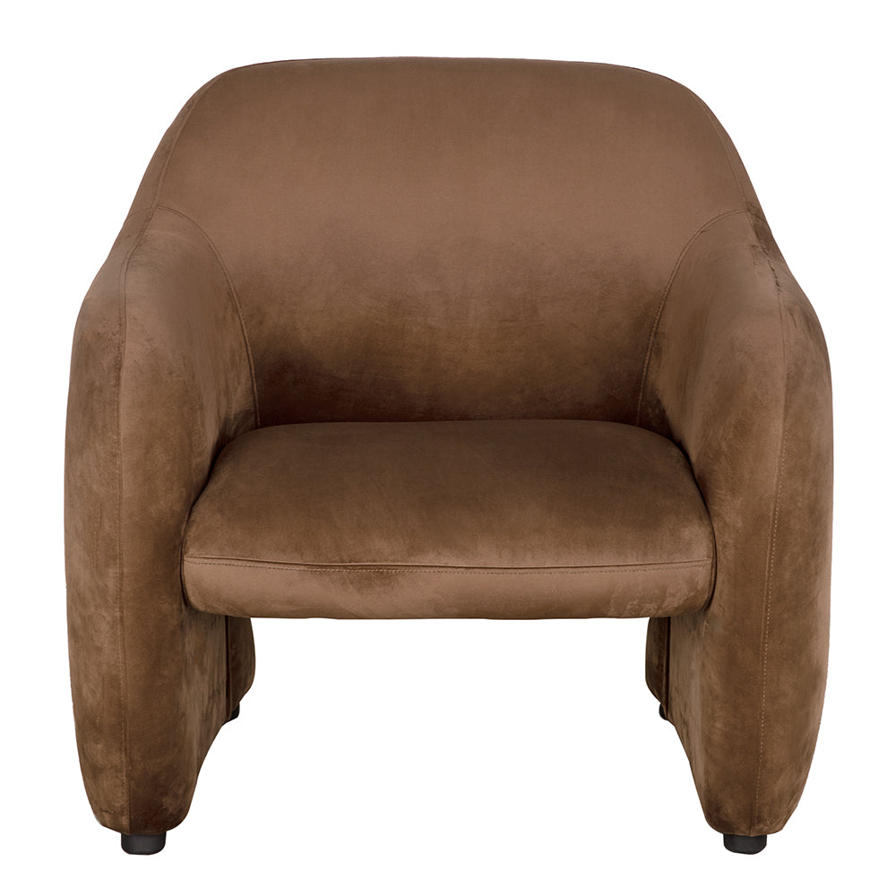 Noir Marx Brown Velvet Chair, soft continuous curves
