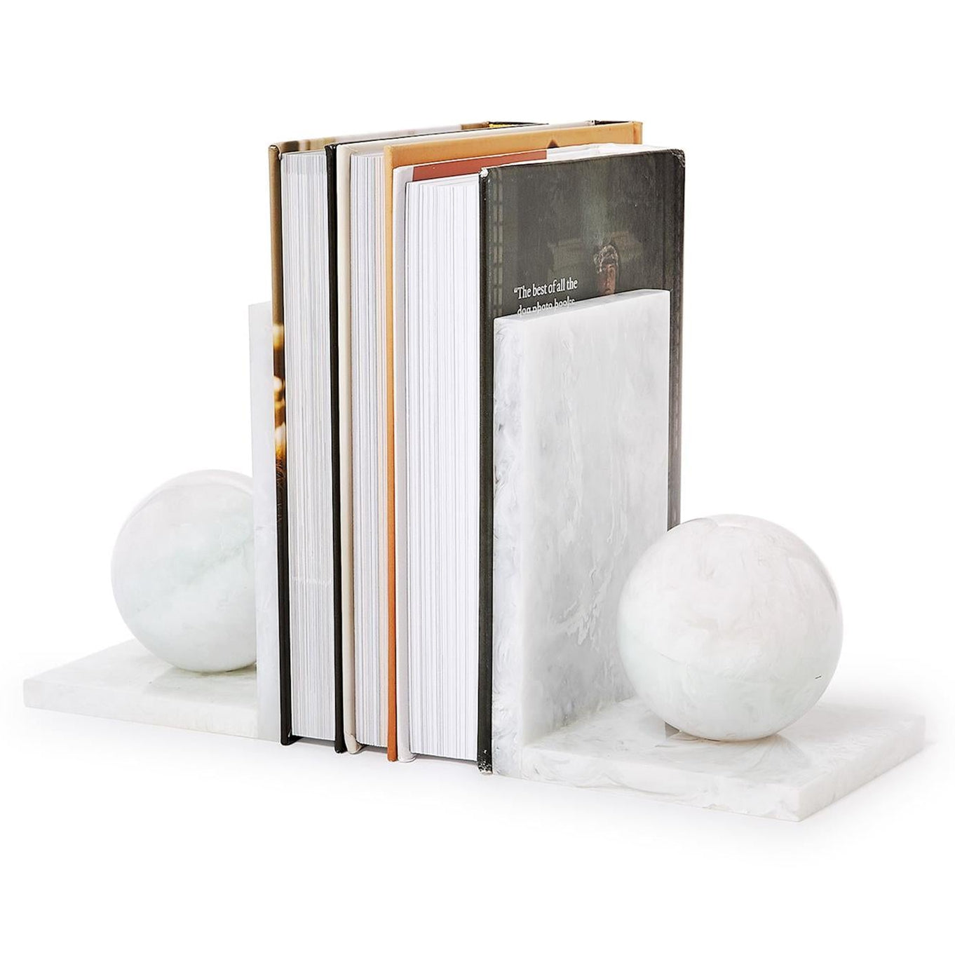 White Marblized Bookend Set of 2