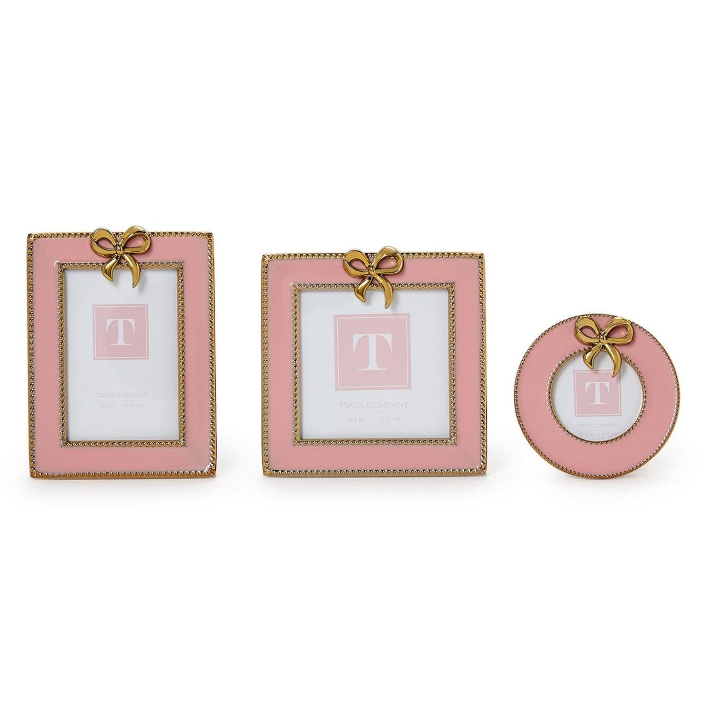 Pink Mini Frame with Gold Bow Set of 3