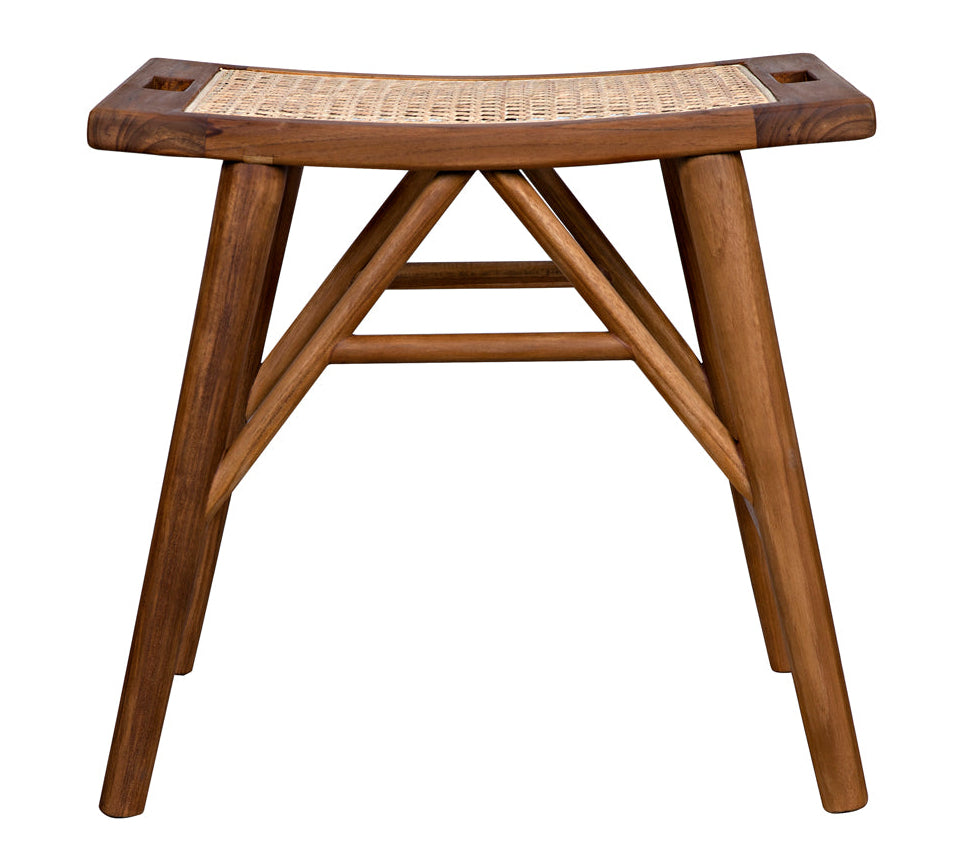 Noir Murphy Stool, handcrafted teak frame