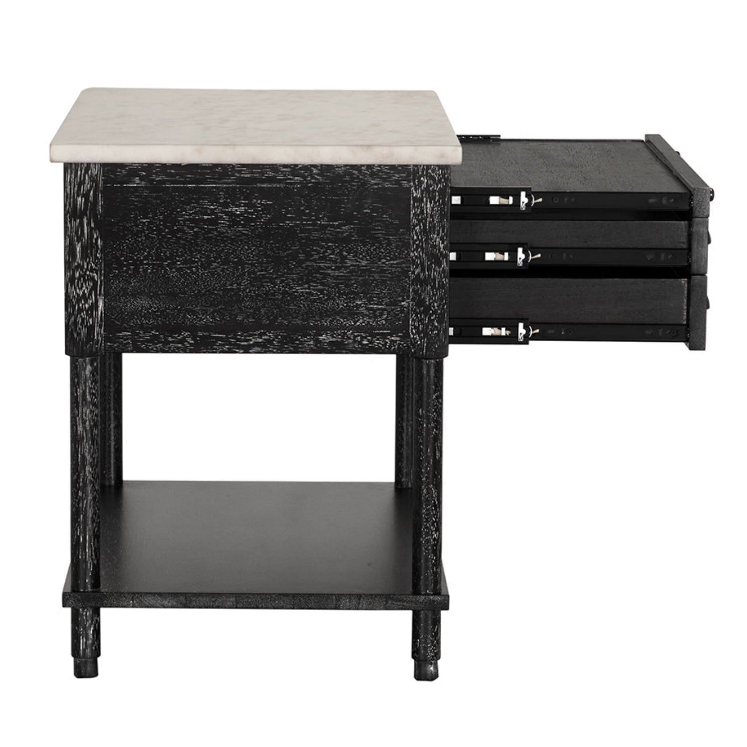 Noir Artemio Side Table with Marble Top, a black walnut side table