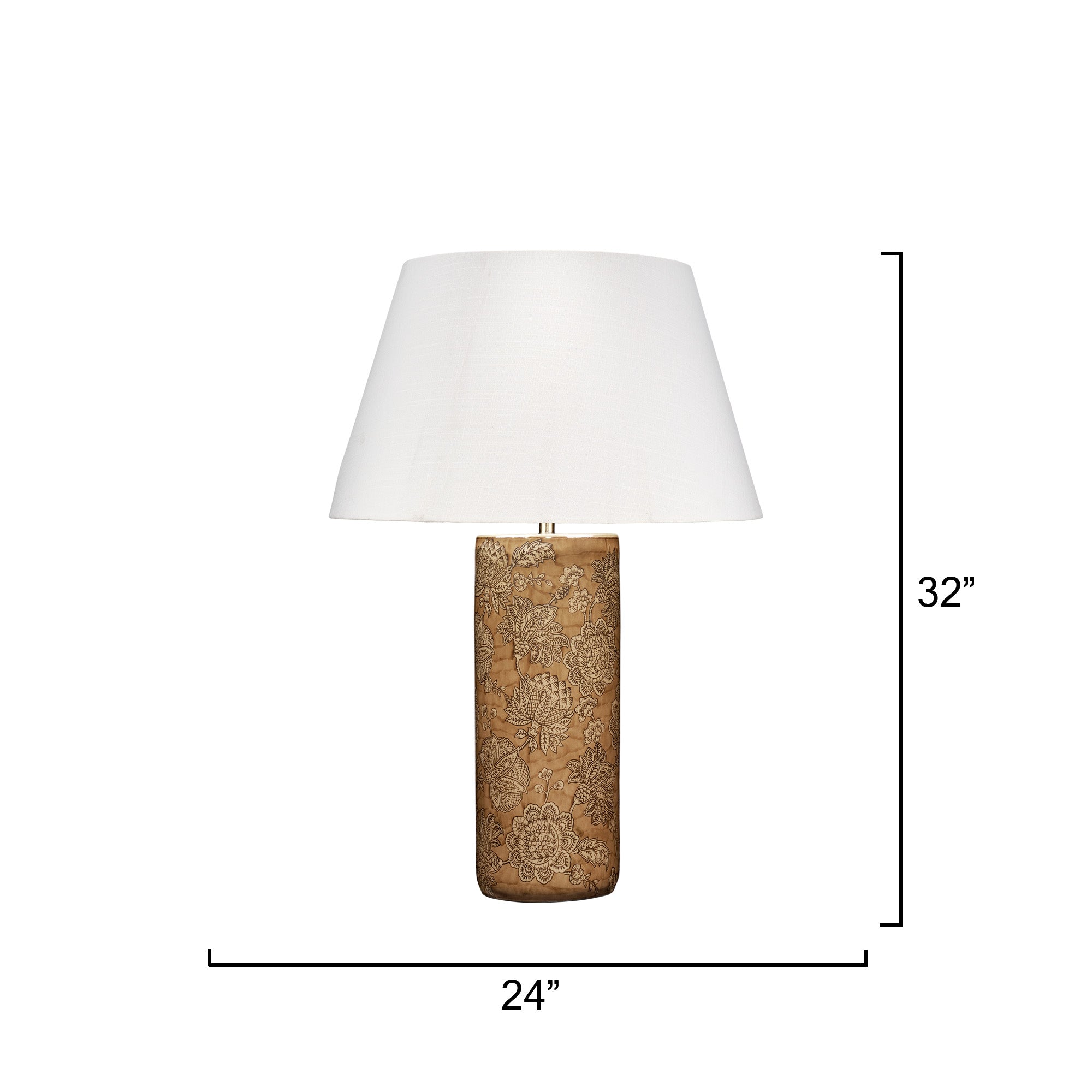 Jamie Young Etta Porcelain Caramel Brown Table Lamp with Linen Shade